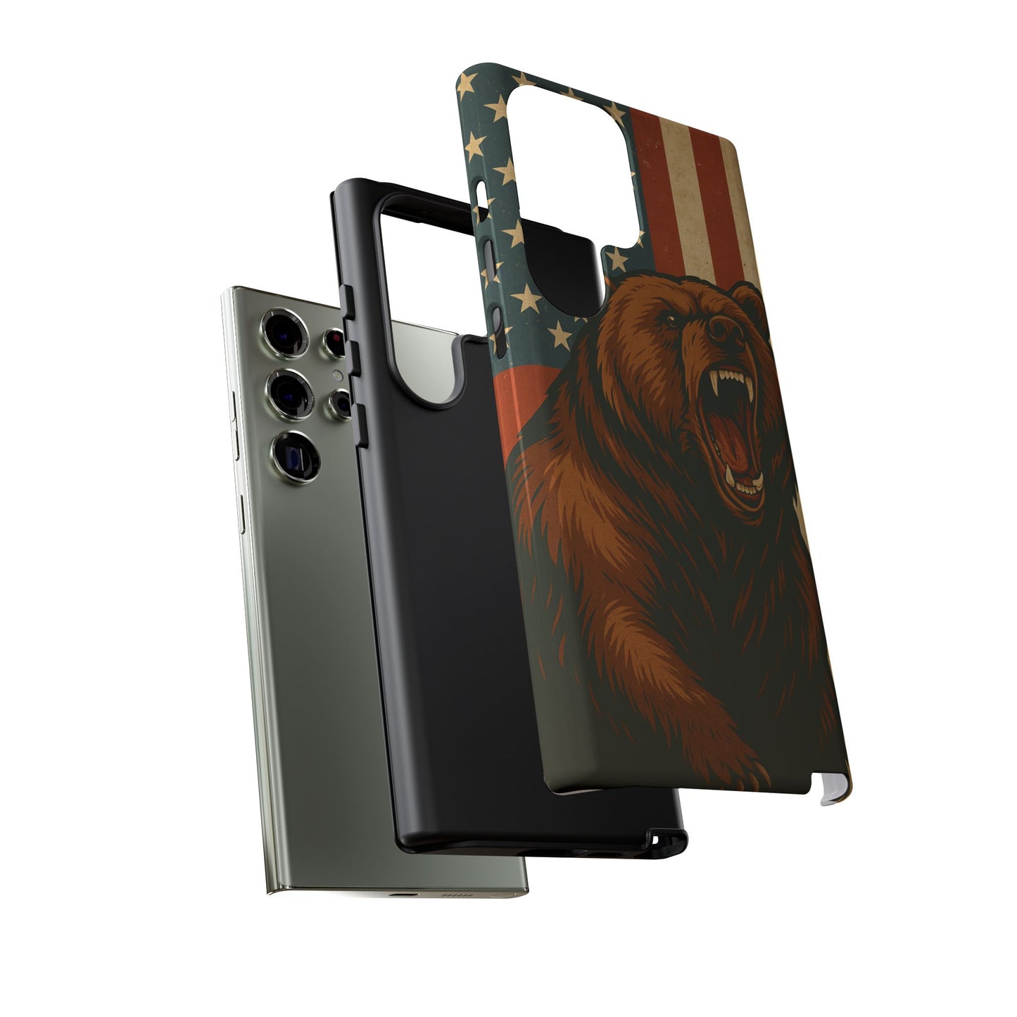 Tough Cases - Patriotic Bear Phone Case, Custom Phone Cover, Strong Protective Case, USA Flag Design, Gift for Outdoors Lovers