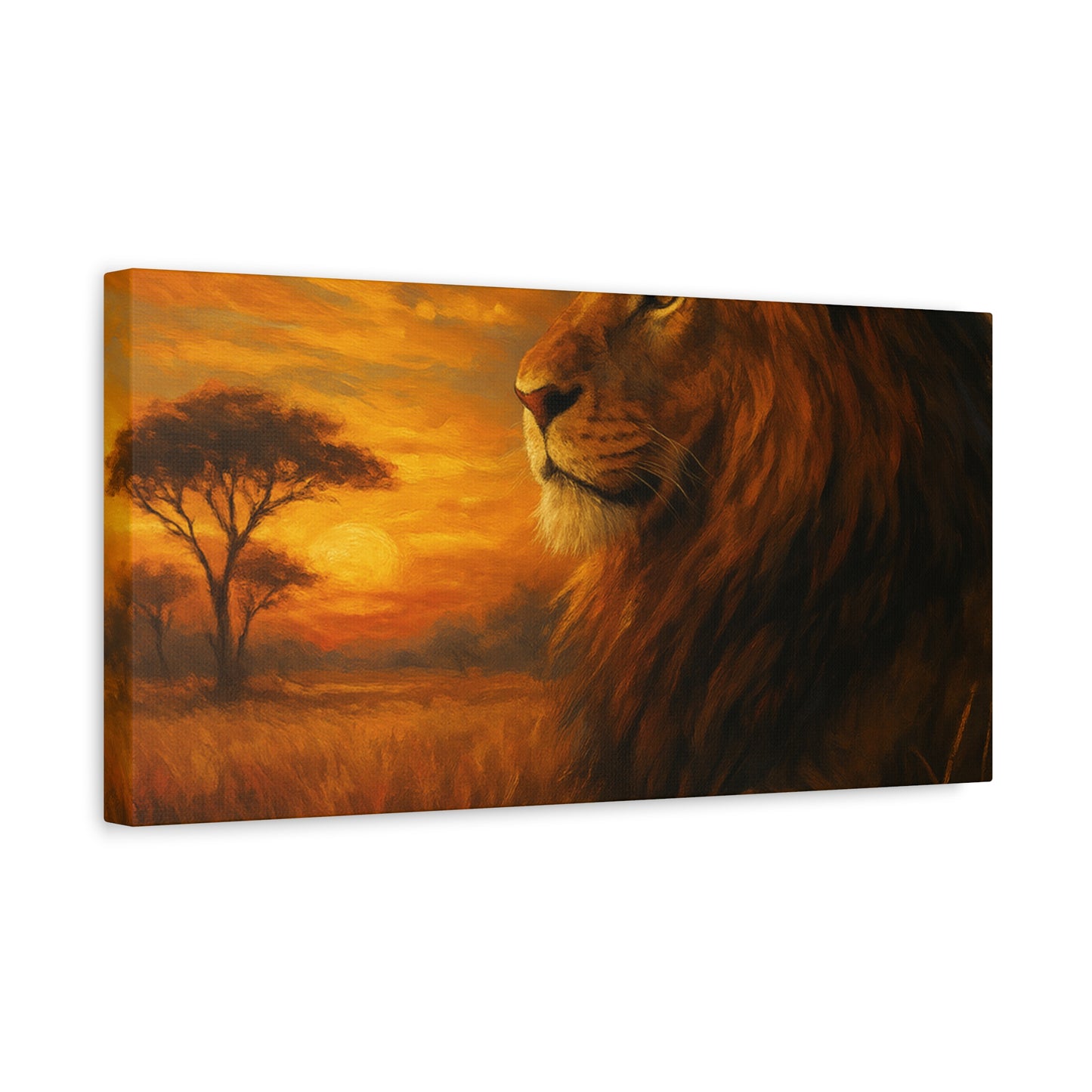 King of the Savanna - Lion Sunset Canvas