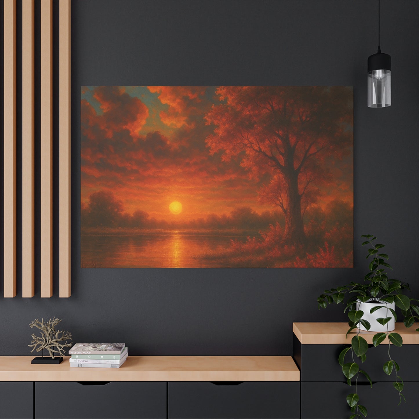 Serene Sunset Canvas Wall Art, Nature Decor, Home Aesthetic, Gift for Art Lovers, Inspiring Wall Hanging, Living Room Decoration