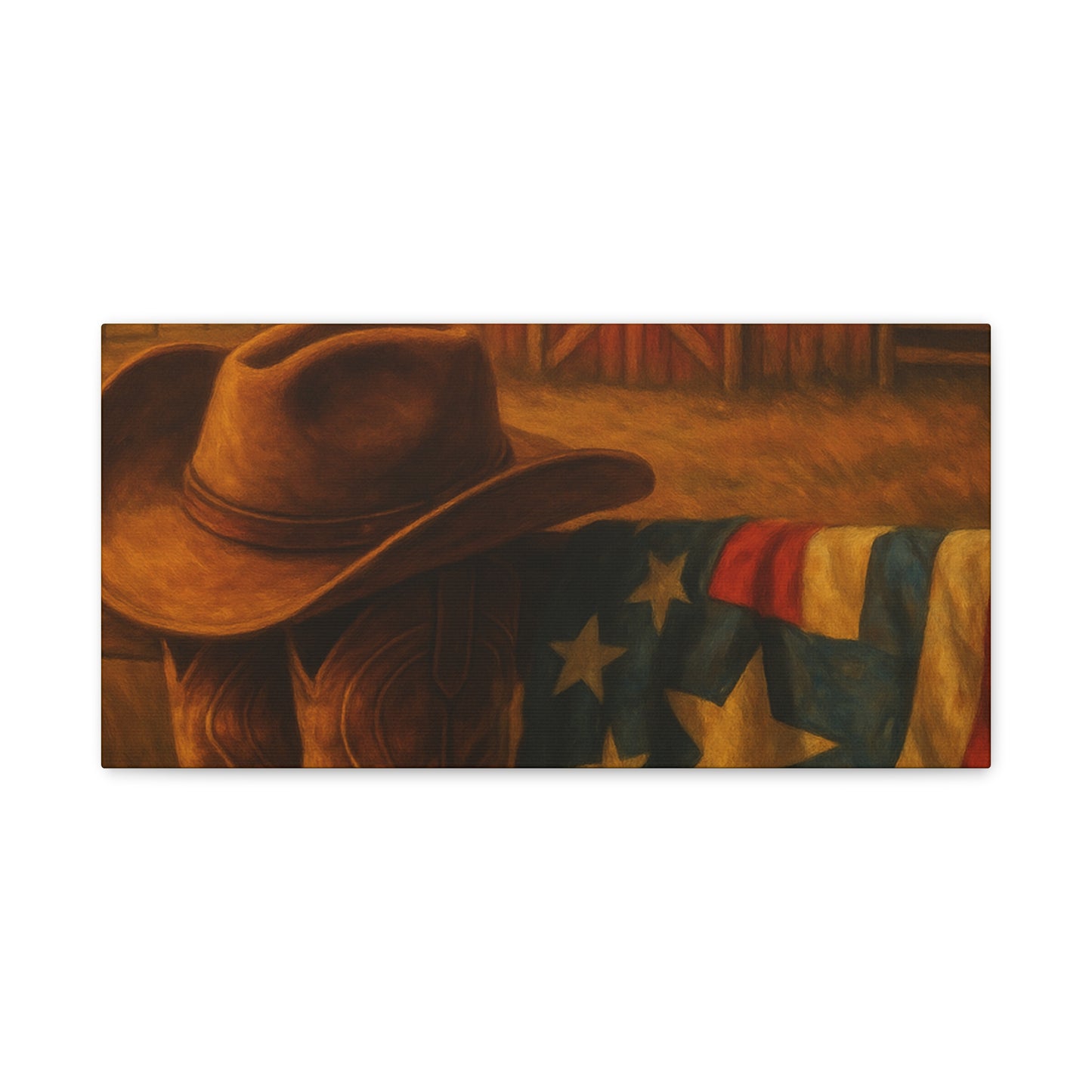 Rustic Canvas Art Print, Western Decor, Cowboy Hat and Boots, Americana Wall Art, Perfect Gift for Country Lovers