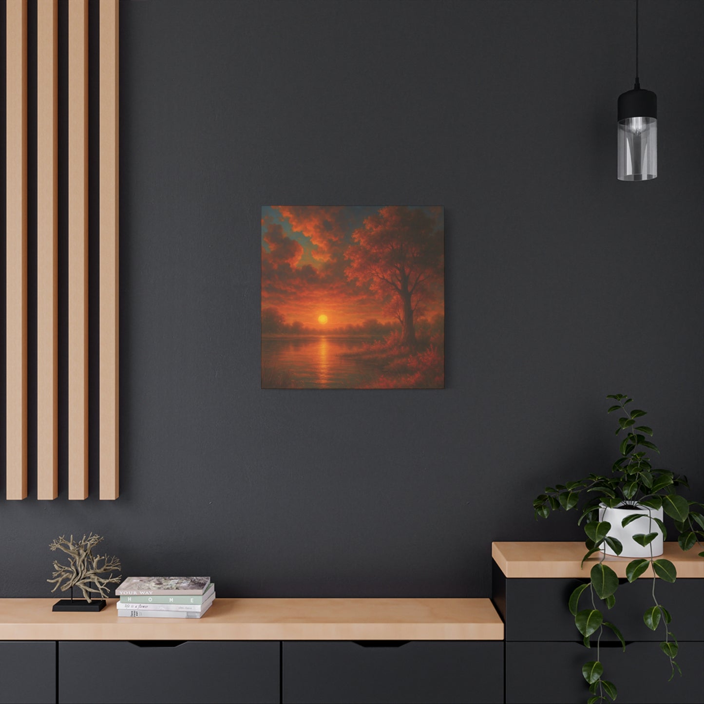 Serene Sunset Canvas Wall Art, Nature Decor, Home Aesthetic, Gift for Art Lovers, Inspiring Wall Hanging, Living Room Decoration