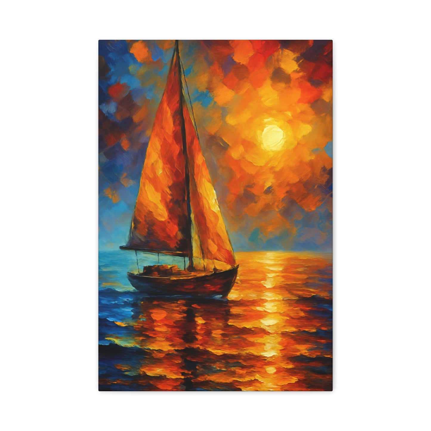 Canvas Art Print, Nautical Wall Decor, Sailboat Painting, Ocean Sunset, Home Decoration, Coastal Art