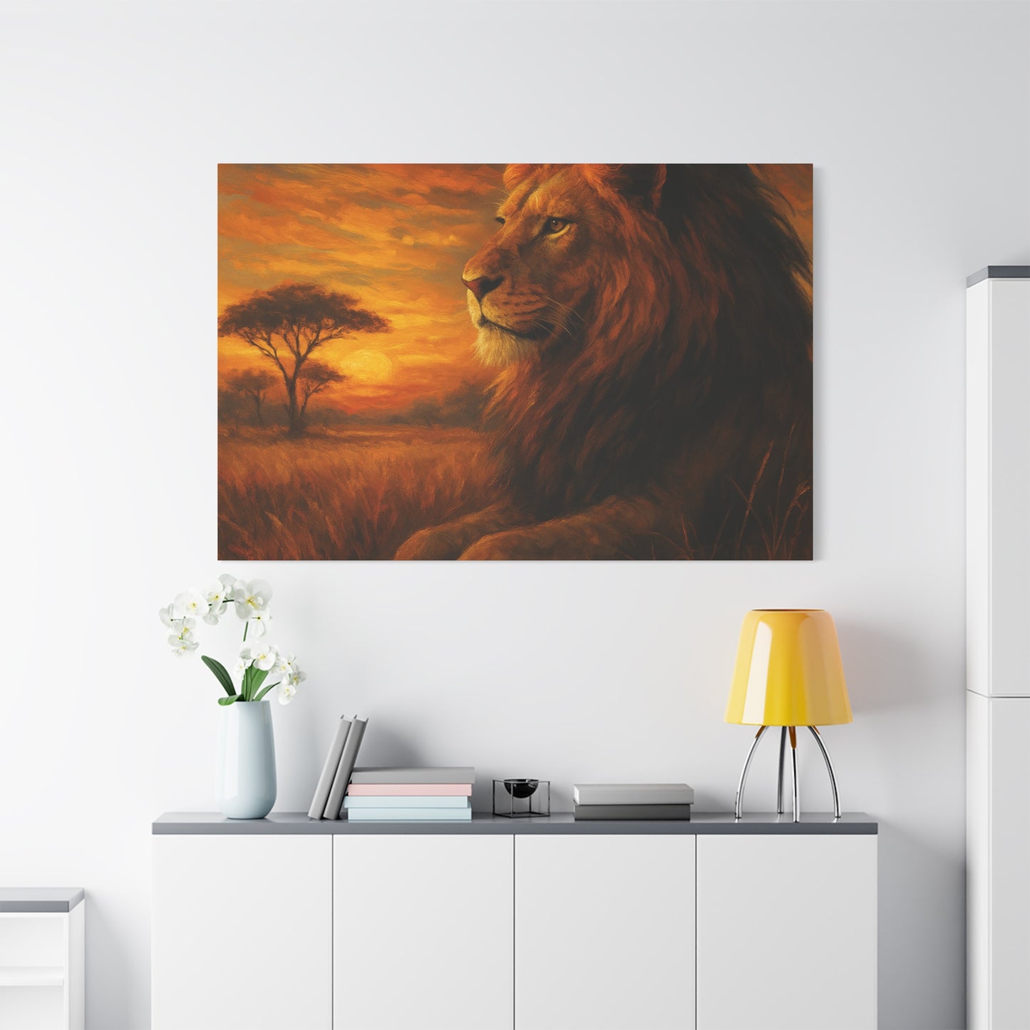 King of the Savanna - Lion Sunset Canvas