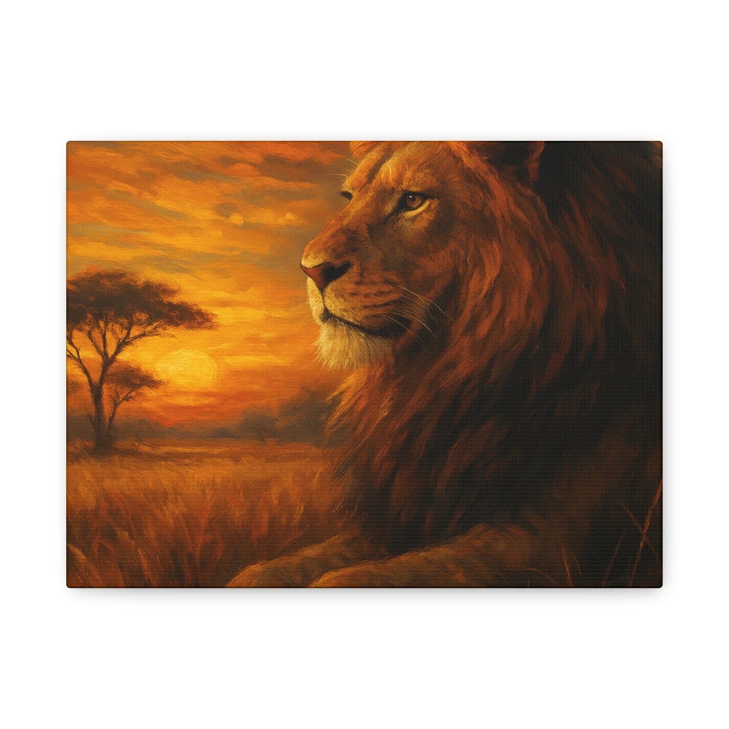 King of the Savanna - Lion Sunset Canvas