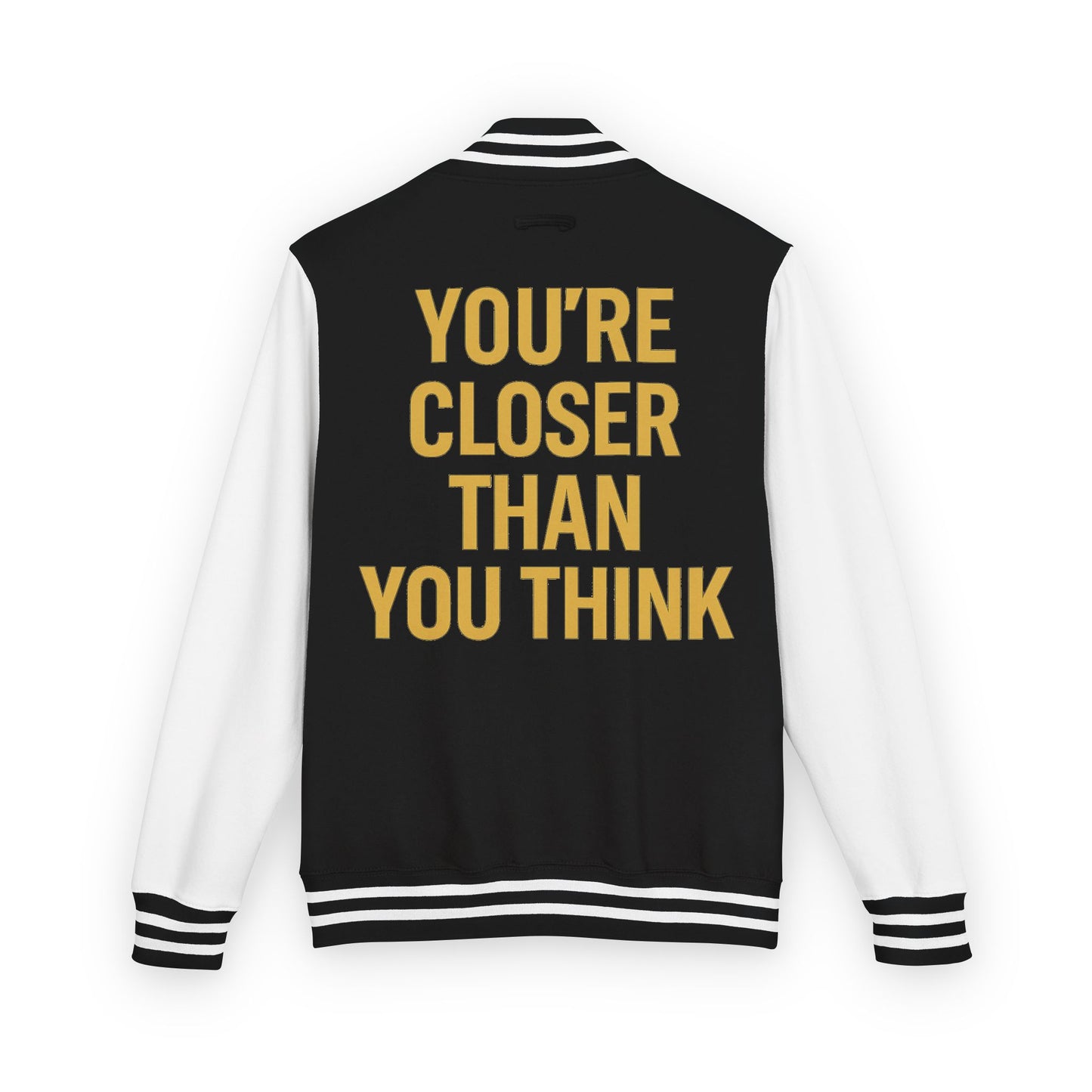 Faith Over Fear Unisex Varsity Jacket – “You’re Closer Than You Think” Edition