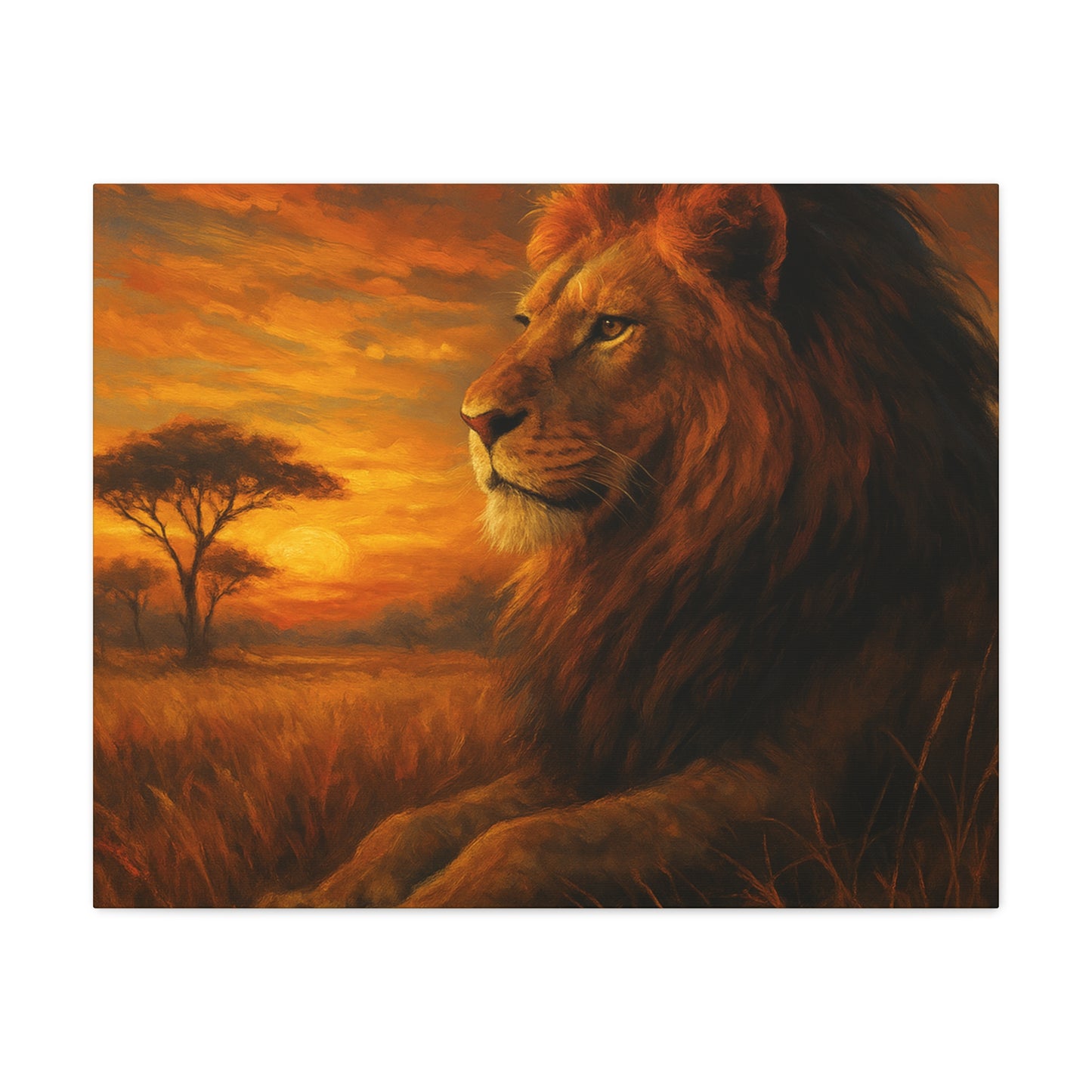 King of the Savanna - Lion Sunset Canvas
