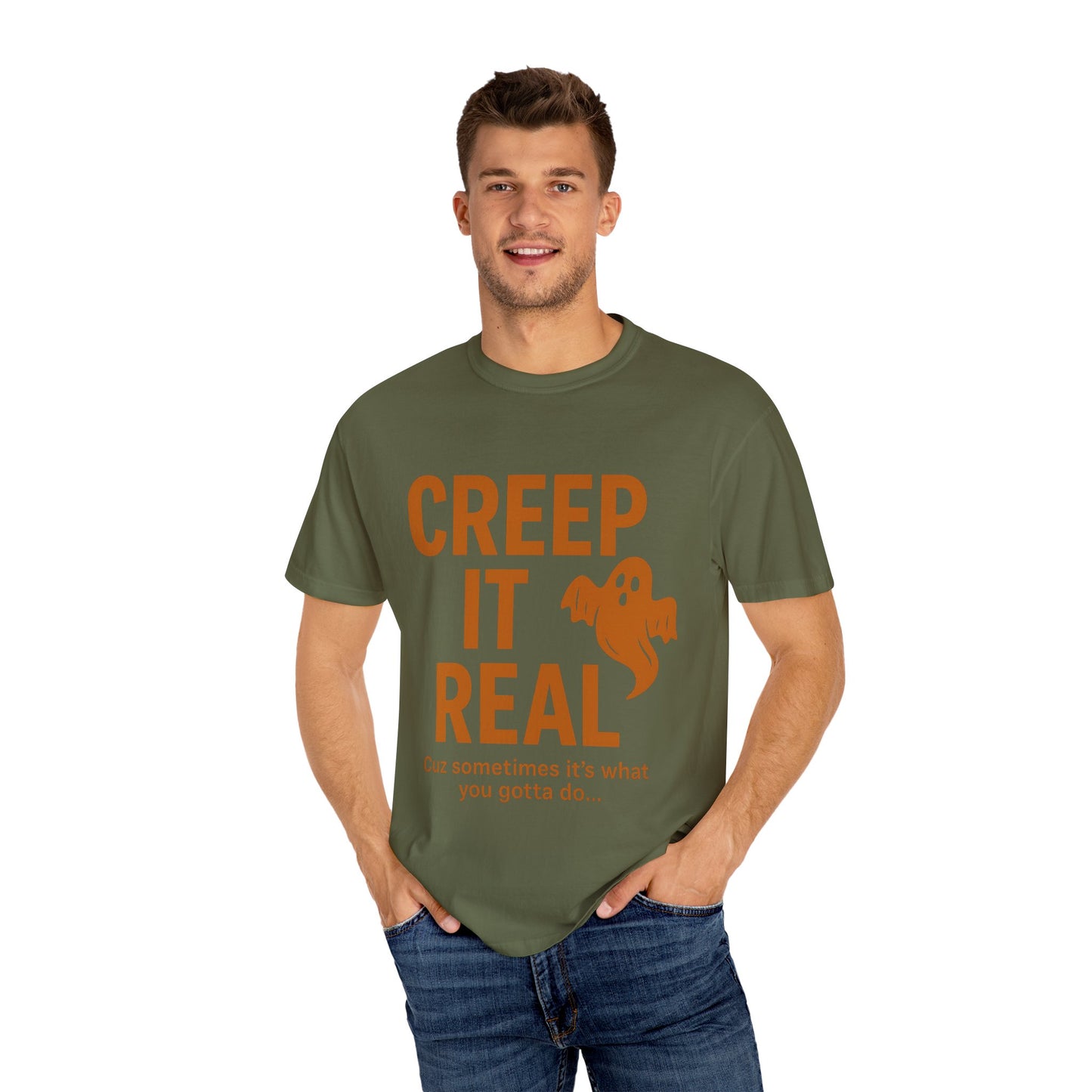 Creep It Real Unisex T-Shirt - Fun Halloween Apparel, Ghost Graphic Tee, Casual Style, Unique Gift for Friends, Halloween Party Outfit