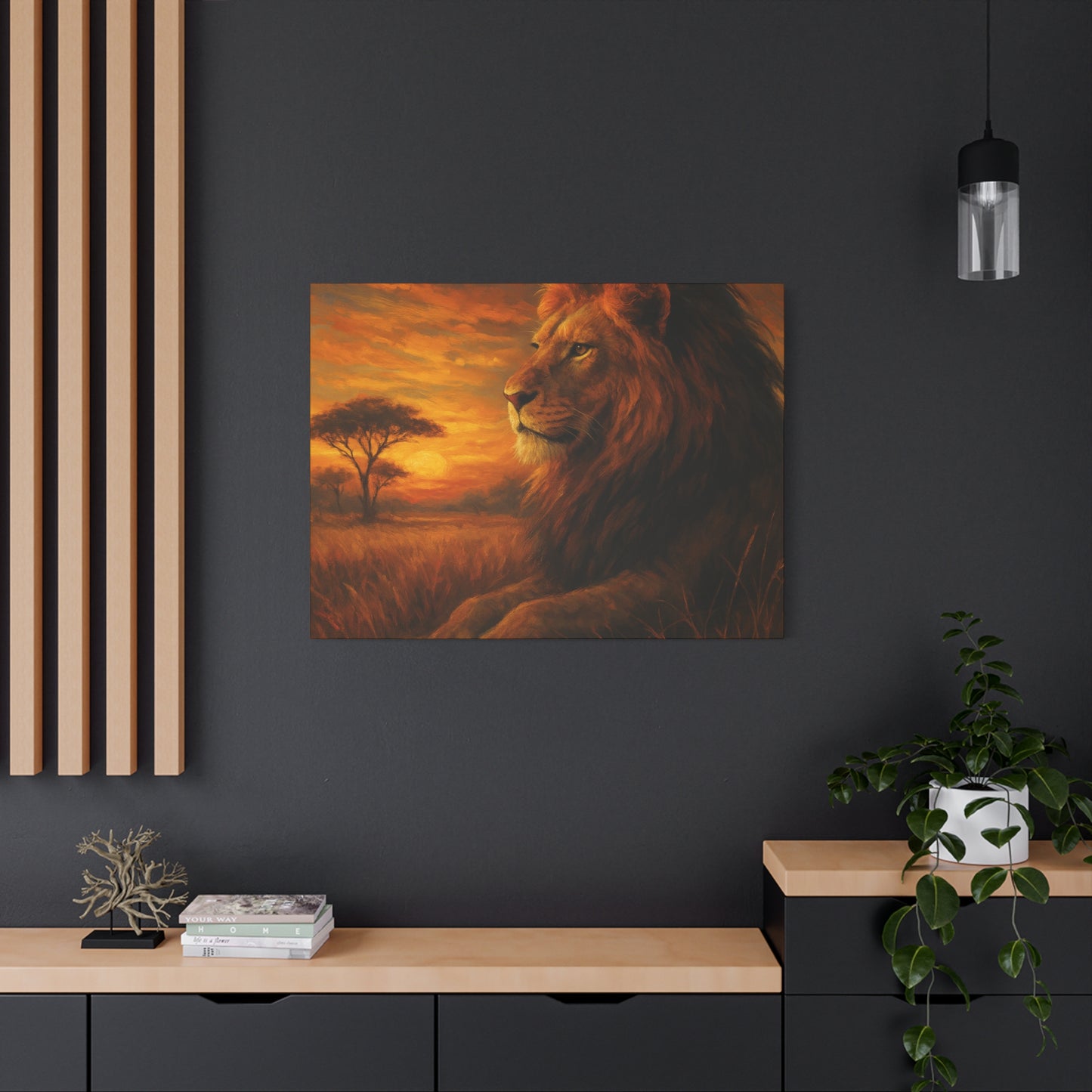 King of the Savanna - Lion Sunset Canvas