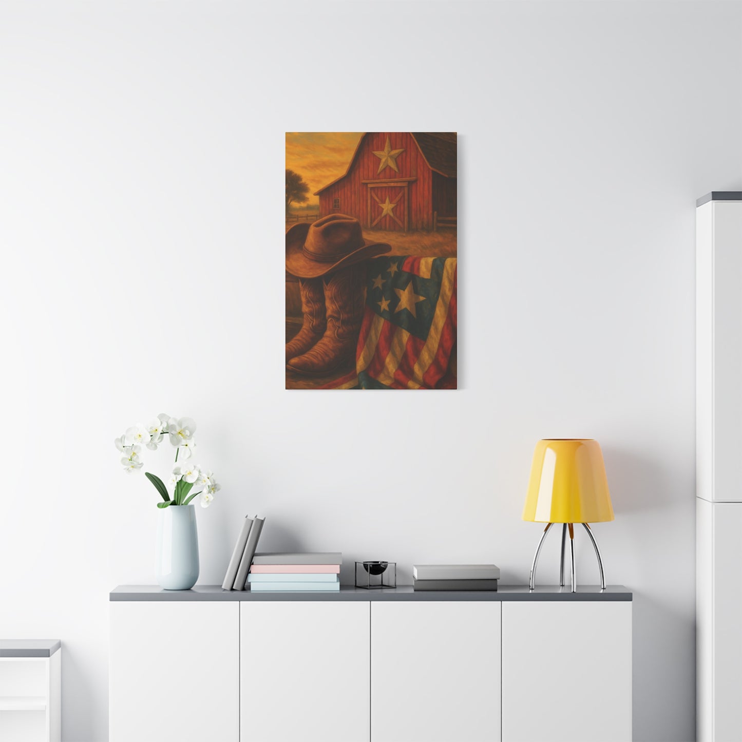 Rustic Canvas Art Print, Western Decor, Cowboy Hat and Boots, Americana Wall Art, Perfect Gift for Country Lovers