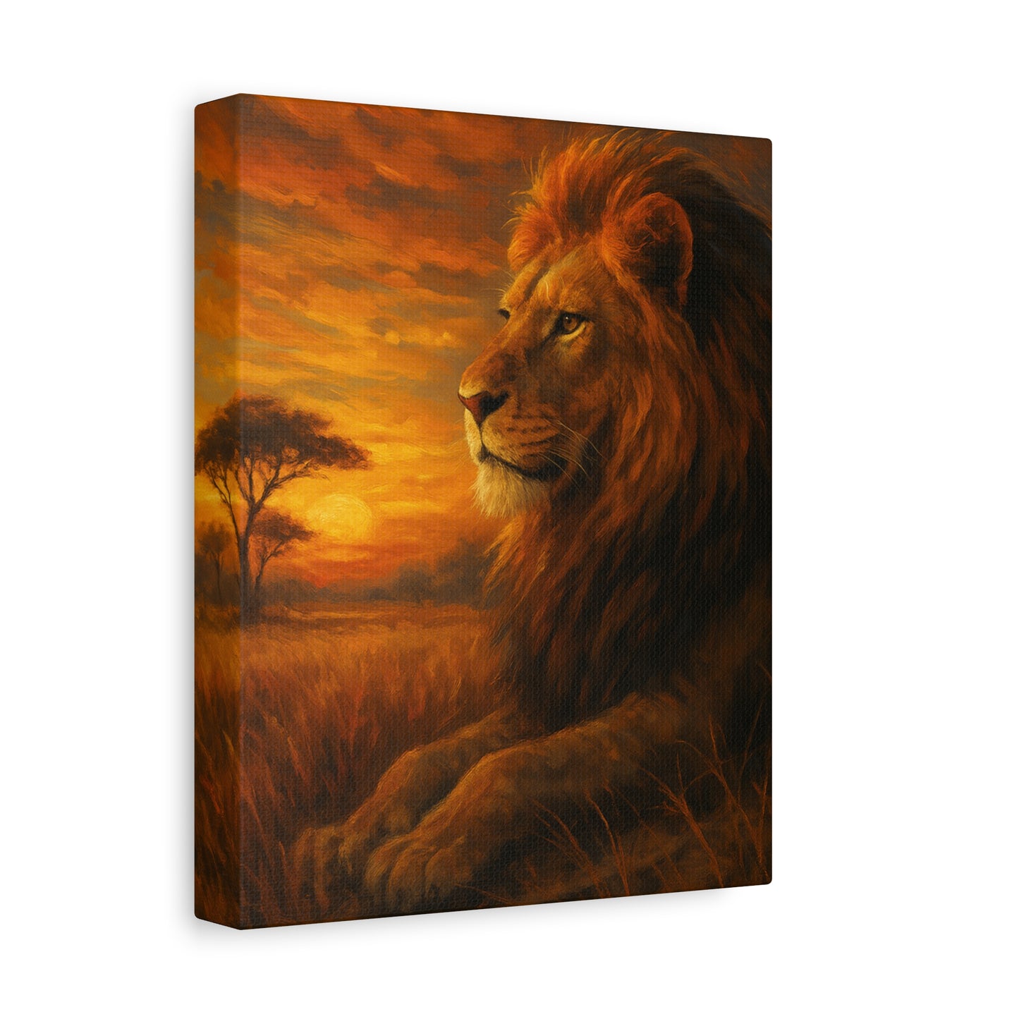 King of the Savanna - Lion Sunset Canvas