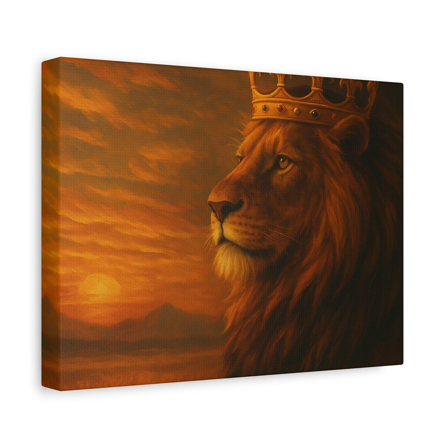 Majestic Lion Canvas Print, Animal Wall Art, Home Decor, Crowned Lion Artwork, Gift for Animal Lovers, Safari Themed Room