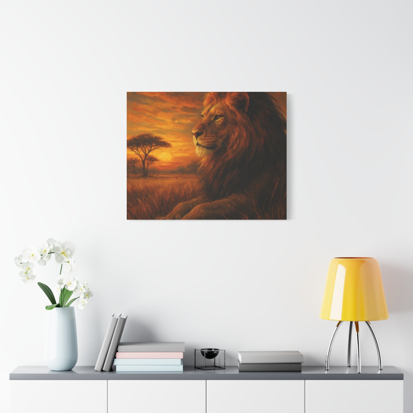 King of the Savanna - Lion Sunset Canvas