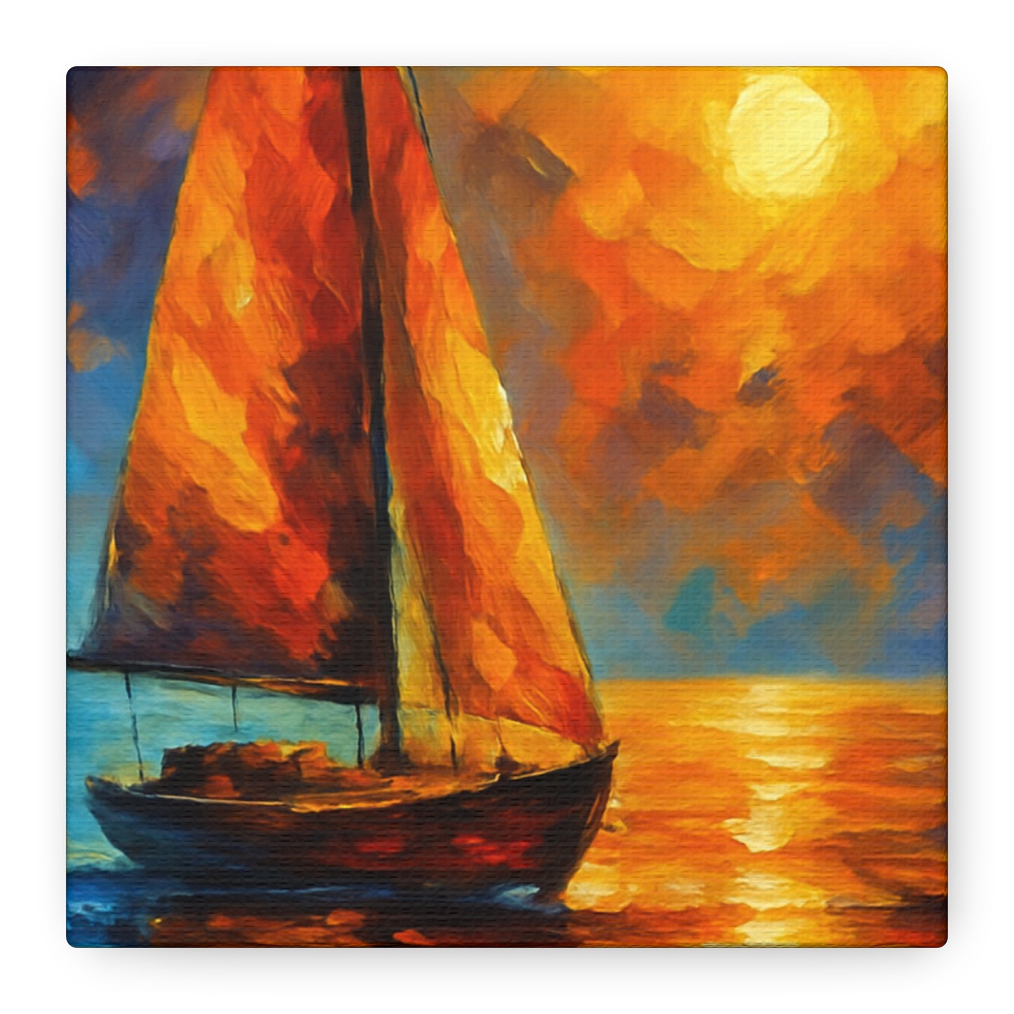 Canvas Art Print, Nautical Wall Decor, Sailboat Painting, Ocean Sunset, Home Decoration, Coastal Art