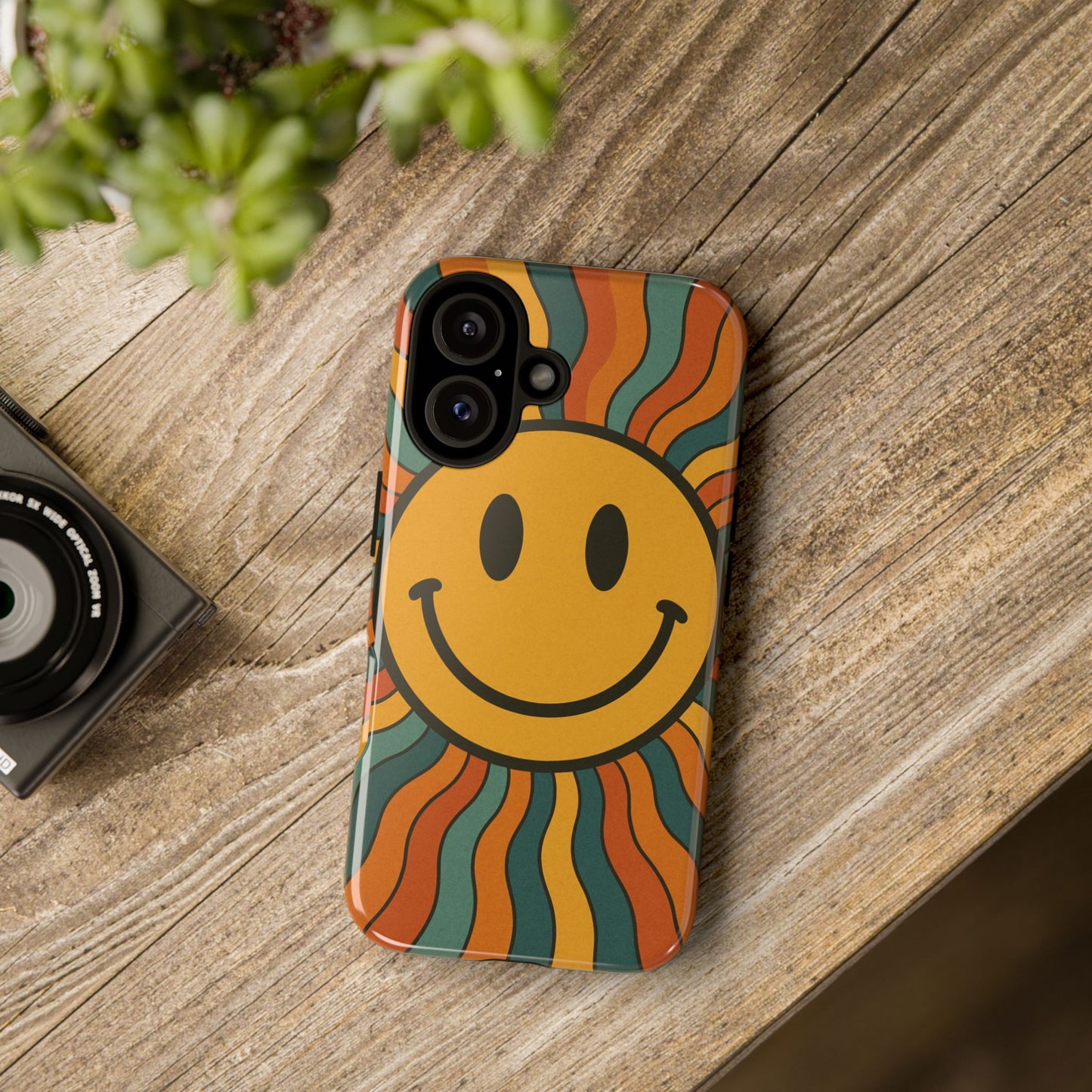 Colorful Smiley Phone Case, Retro Vibe Phone Cover, Cute Gift for Kids and Adults, Fun Protector for Everyday Use, Eco-Friendly Merchandise