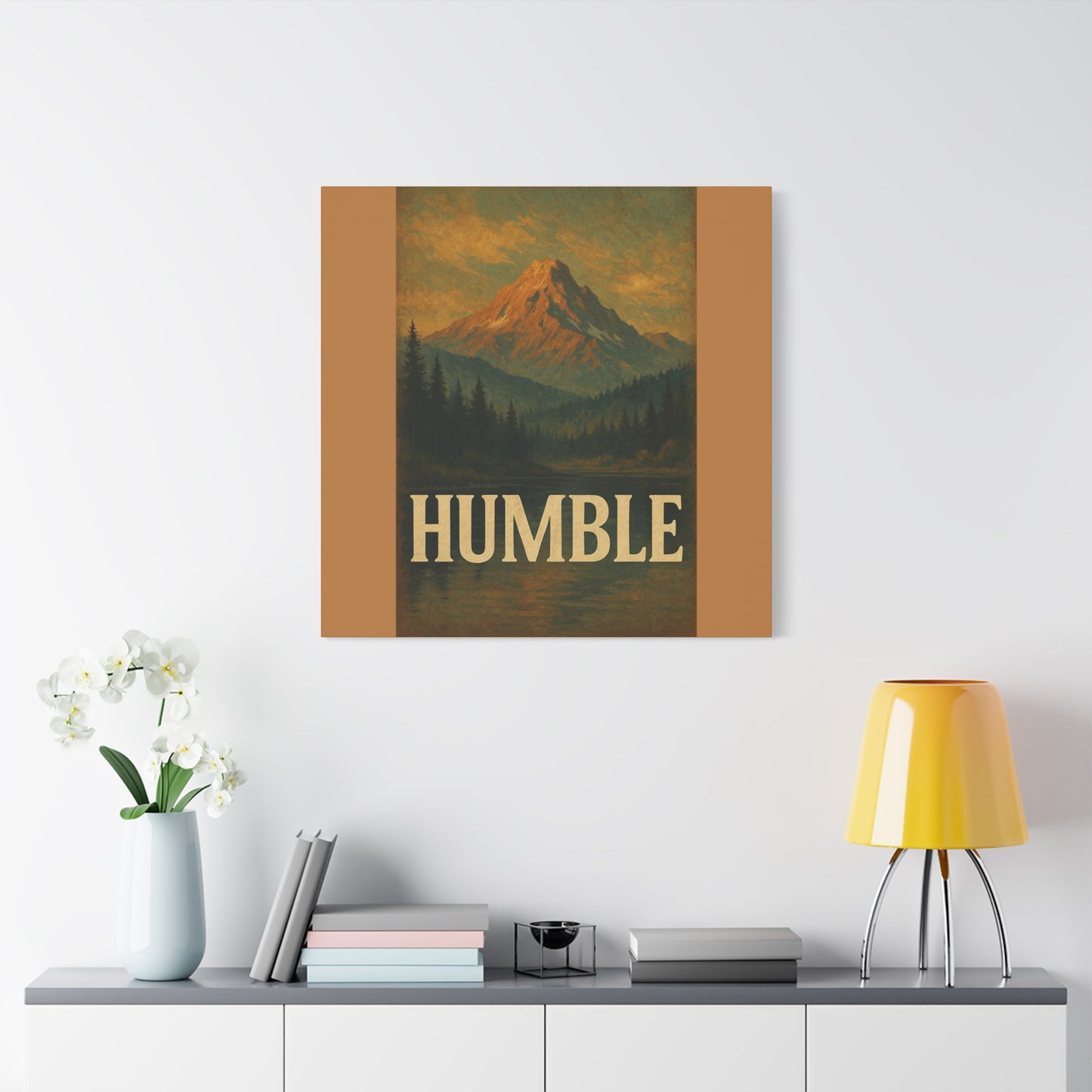 Humble Canvas Wall Art, Rustic Home Decor, Mountain Landscape Art, Inspirational Quotes Wall Art, Nature-Inspired Gift