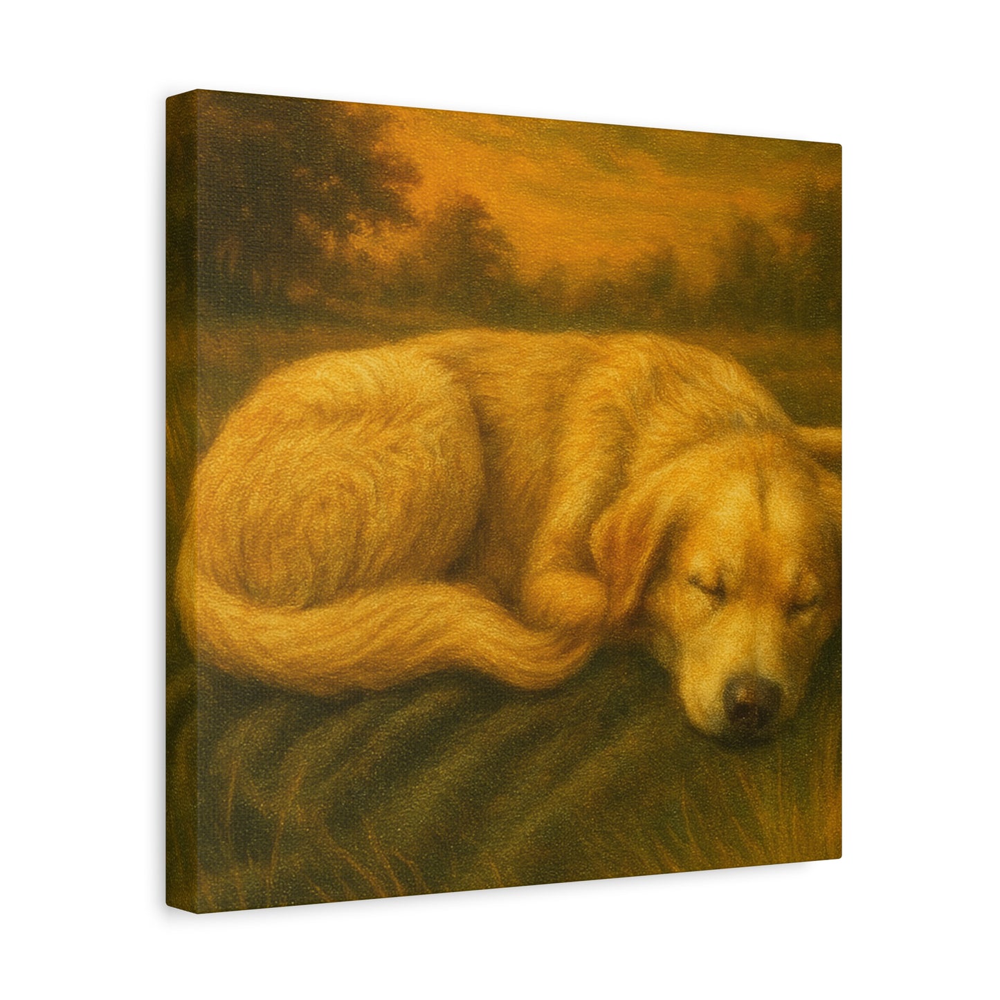 Golden Retriever Art Canvas Print, Dog Lovers Decor, Warm Home Wall Art, Gift for Pet Owners, Relaxing Pet Artwork