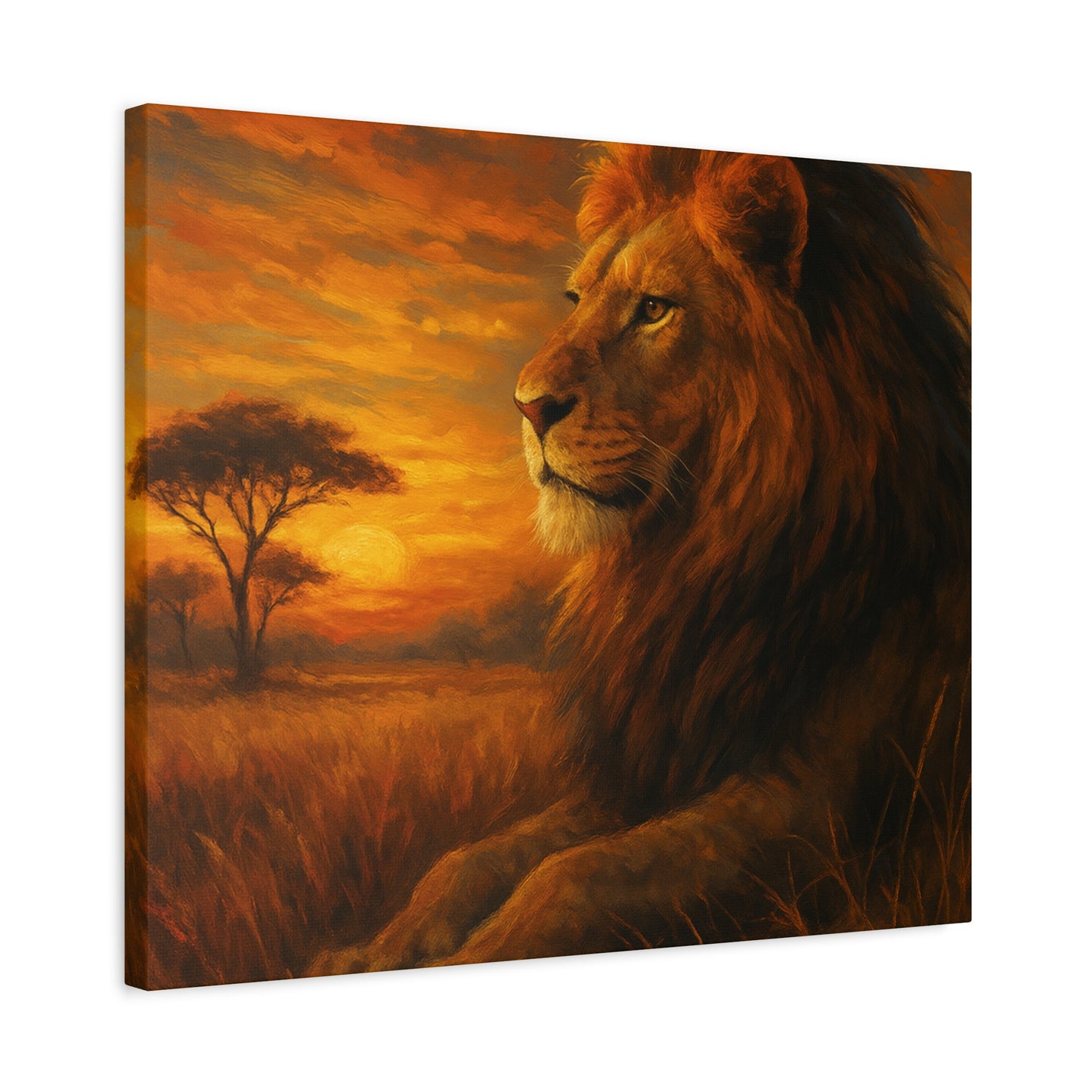 King of the Savanna - Lion Sunset Canvas