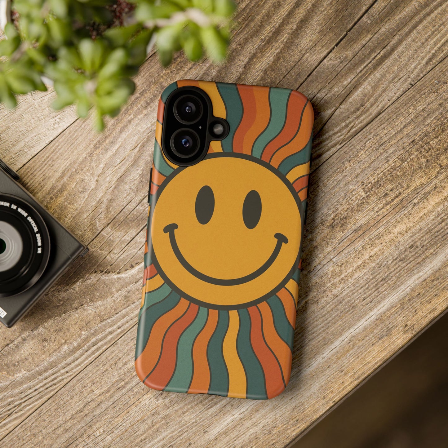 Colorful Smiley Phone Case, Retro Vibe Phone Cover, Cute Gift for Kids and Adults, Fun Protector for Everyday Use, Eco-Friendly Merchandise