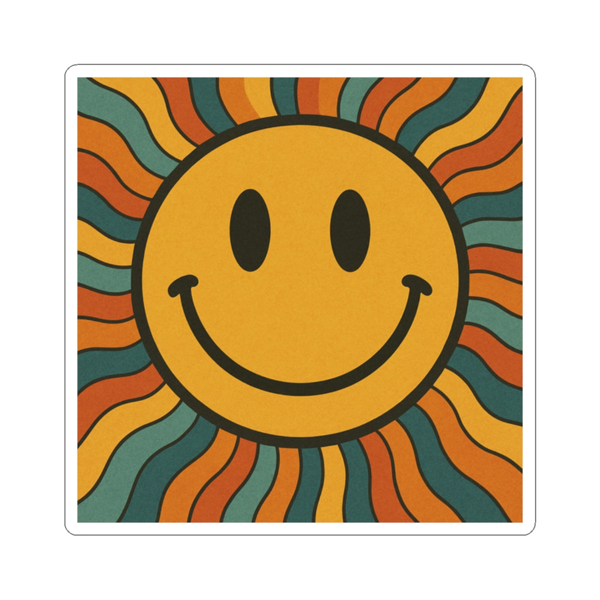 Smiley Sun Kiss-Cut Stickers, Fun Retro Decals, Cheerful Laptop Decorations, Positive Vibe Stickers, Gifts for Friends, Mood Boosters