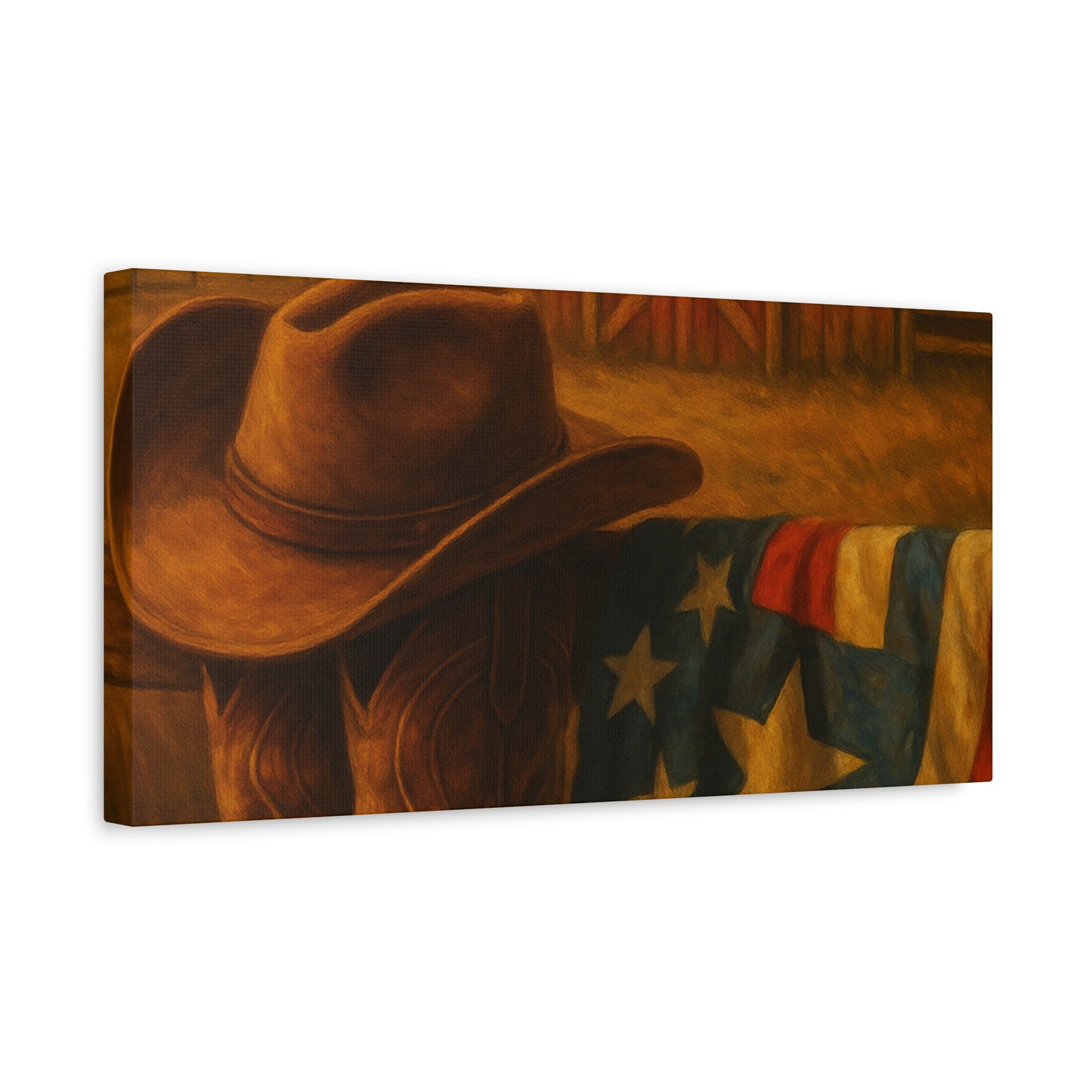 Rustic Canvas Art Print, Western Decor, Cowboy Hat and Boots, Americana Wall Art, Perfect Gift for Country Lovers