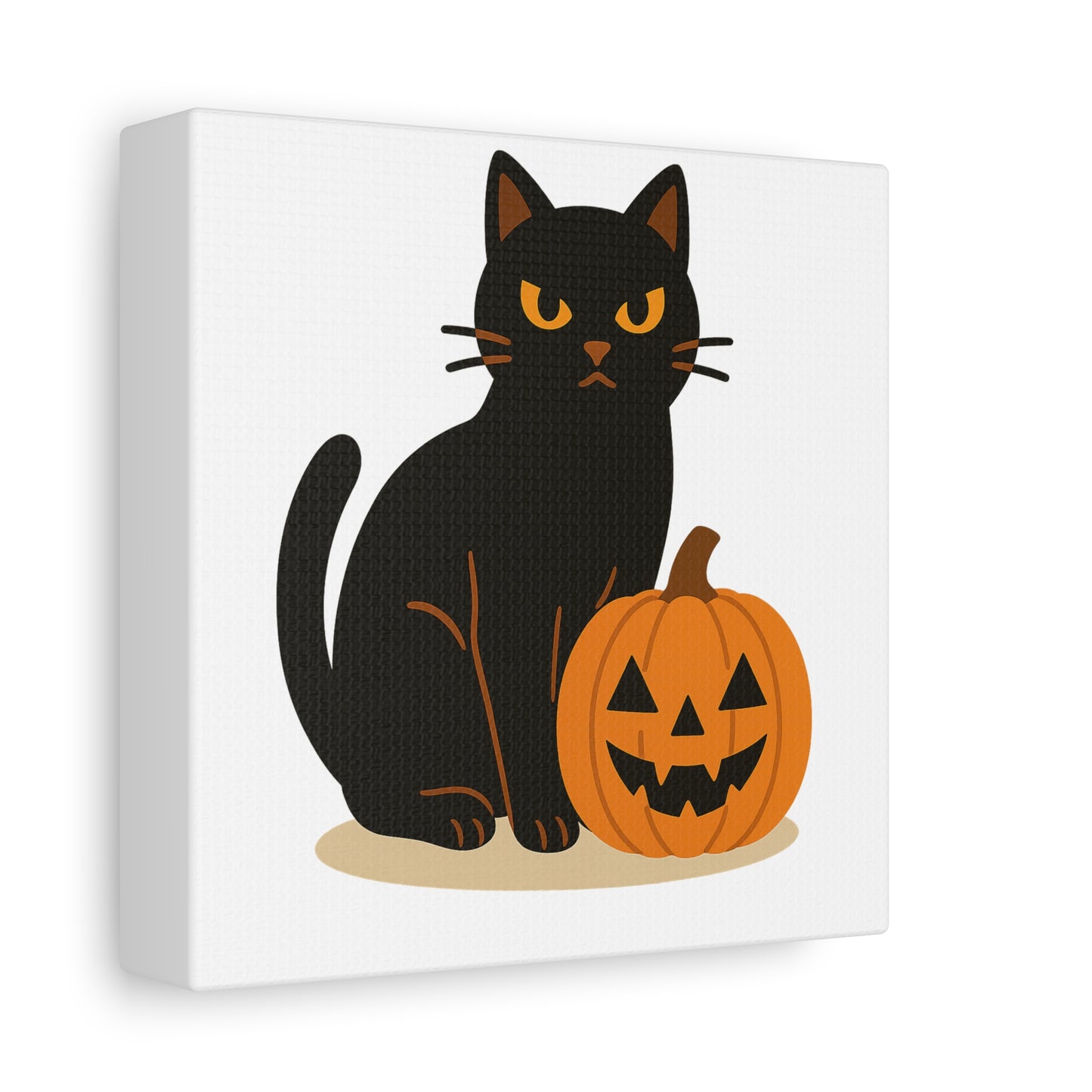 Black Cat Halloween Canvas Art, Cute Cat Wall Decor, Autumn Decor, Spooky Home Decor, Cat Lover Gift, Pumpkin Wall Art