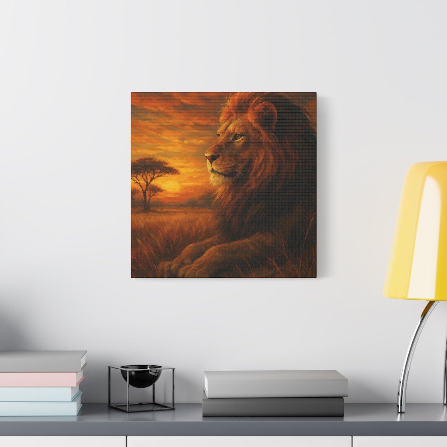 King of the Savanna - Lion Sunset Canvas