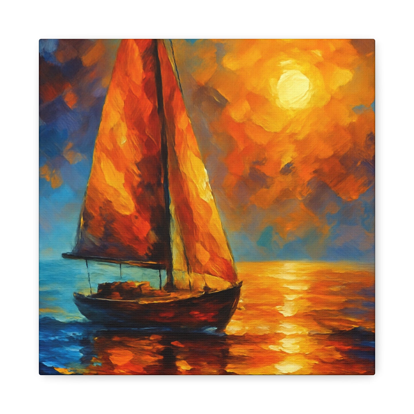 Canvas Art Print, Nautical Wall Decor, Sailboat Painting, Ocean Sunset, Home Decoration, Coastal Art