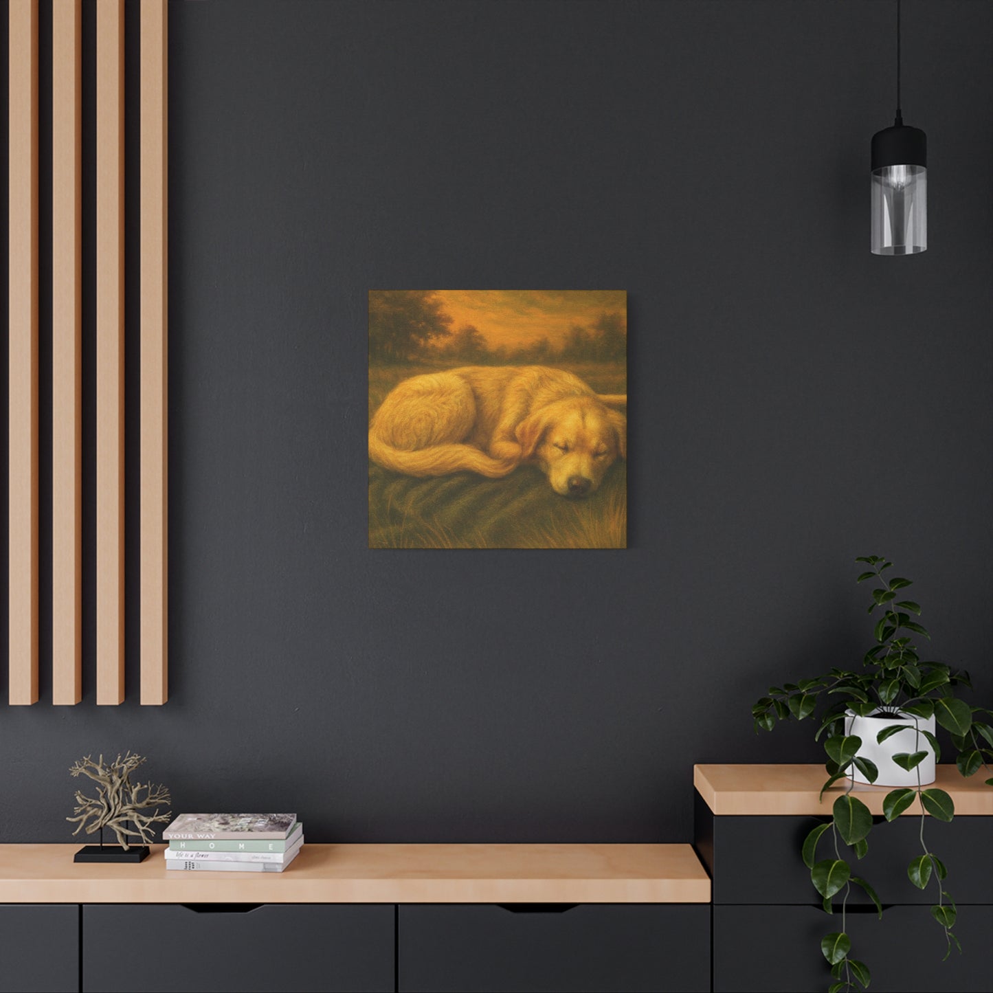 Golden Retriever Art Canvas Print, Dog Lovers Decor, Warm Home Wall Art, Gift for Pet Owners, Relaxing Pet Artwork