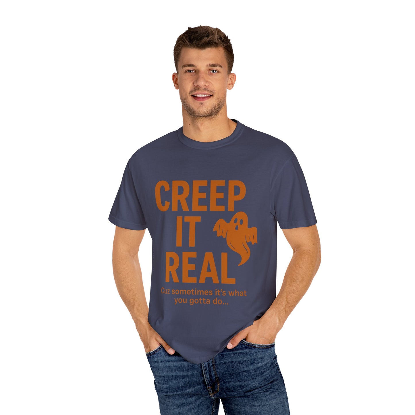 Creep It Real Unisex T-Shirt - Fun Halloween Apparel, Ghost Graphic Tee, Casual Style, Unique Gift for Friends, Halloween Party Outfit