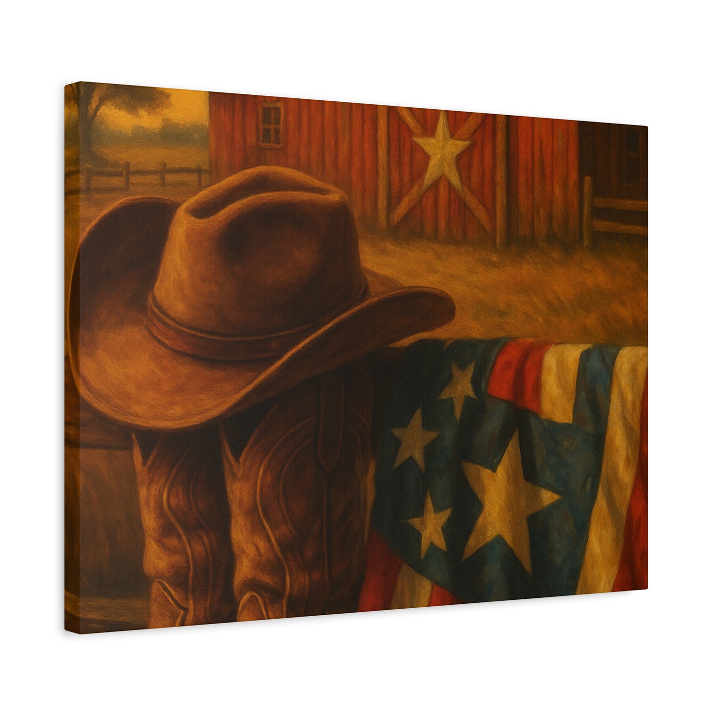 Rustic Canvas Art Print, Western Decor, Cowboy Hat and Boots, Americana Wall Art, Perfect Gift for Country Lovers