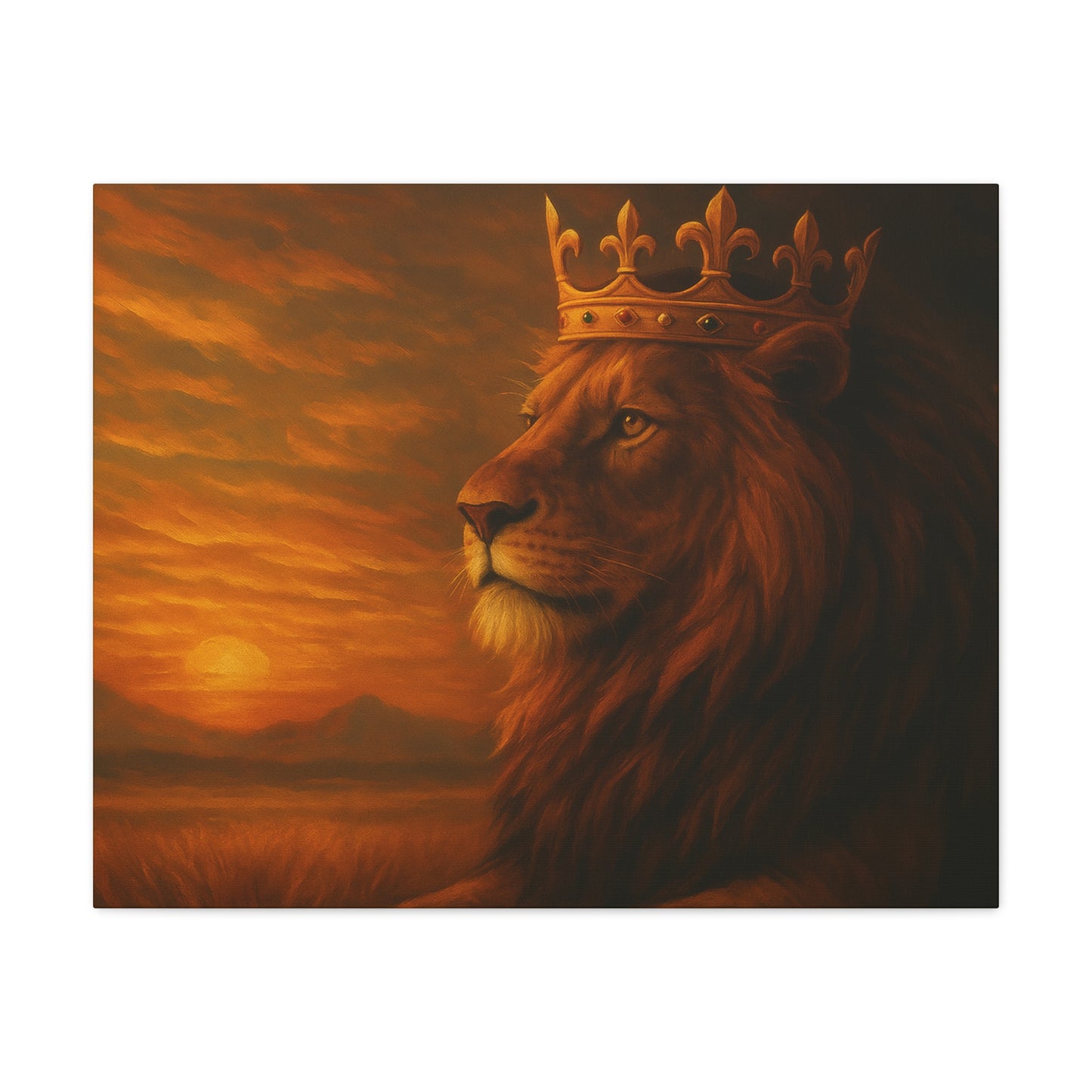 Majestic Lion Canvas Print, Animal Wall Art, Home Decor, Crowned Lion Artwork, Gift for Animal Lovers, Safari Themed Room