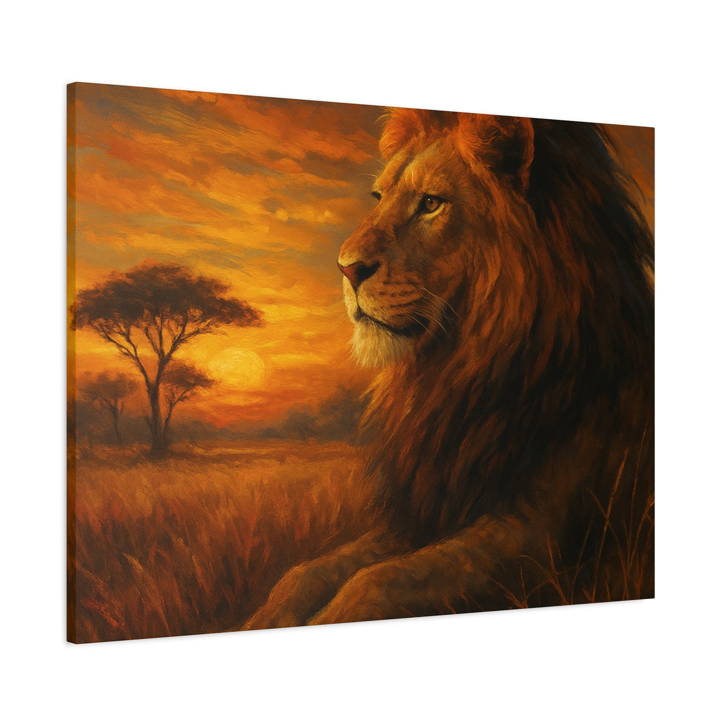 King of the Savanna - Lion Sunset Canvas