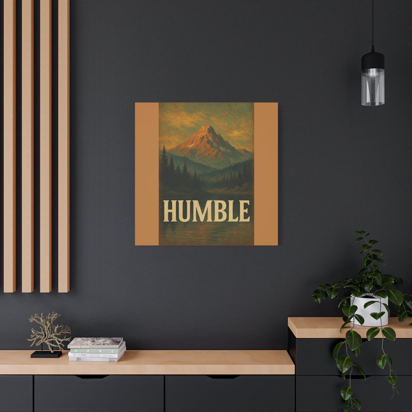 Humble Canvas Wall Art, Rustic Home Decor, Mountain Landscape Art, Inspirational Quotes Wall Art, Nature-Inspired Gift