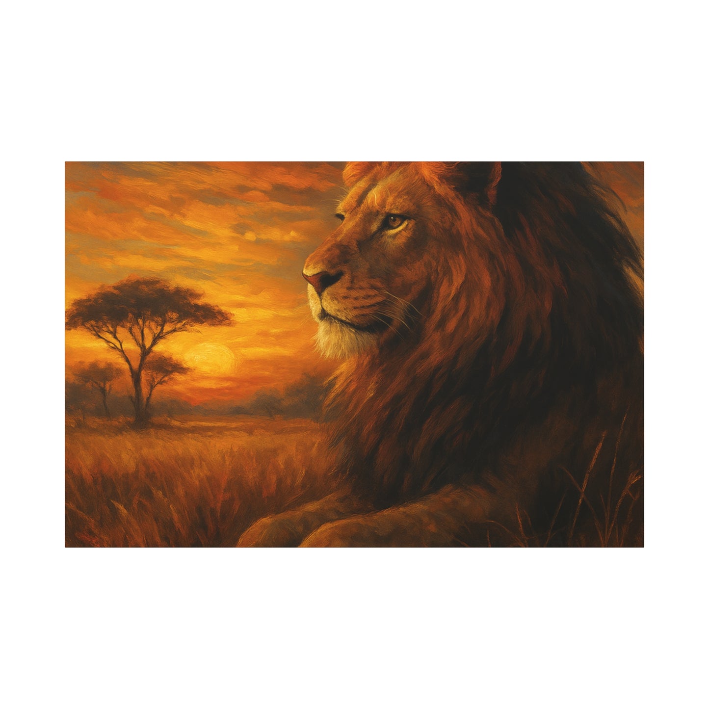 King of the Savanna - Lion Sunset Canvas