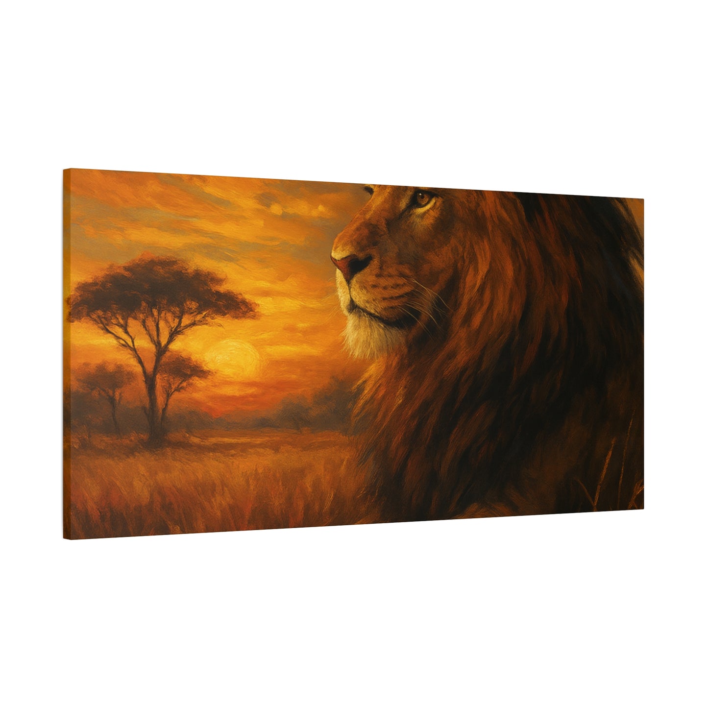 King of the Savanna - Lion Sunset Canvas