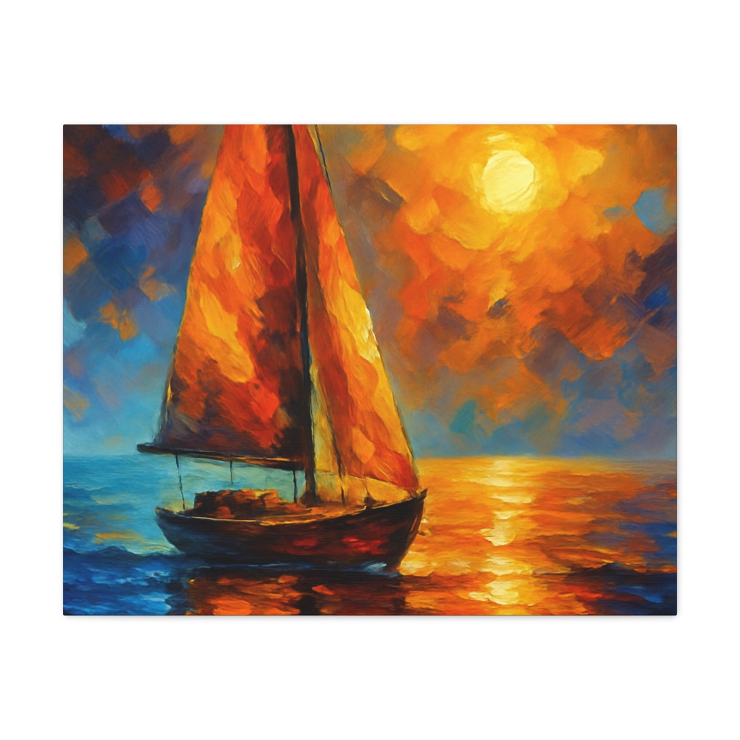 Canvas Art Print, Nautical Wall Decor, Sailboat Painting, Ocean Sunset, Home Decoration, Coastal Art