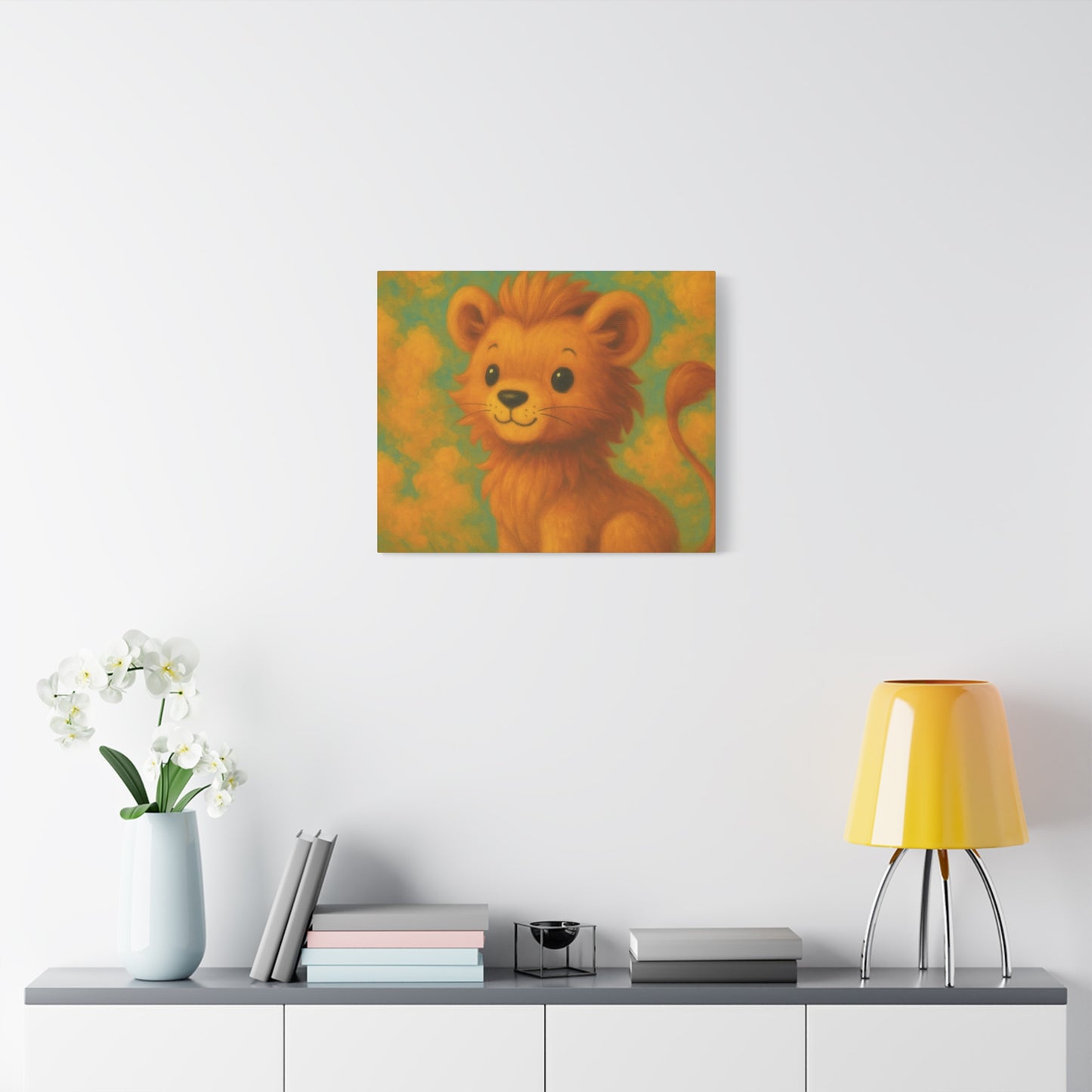 Whimsical Lion Canvas Wall Art, Nursery Decor, Kids Room Decoration, Cute Animal Print, Baby Shower Gift, Playroom Art