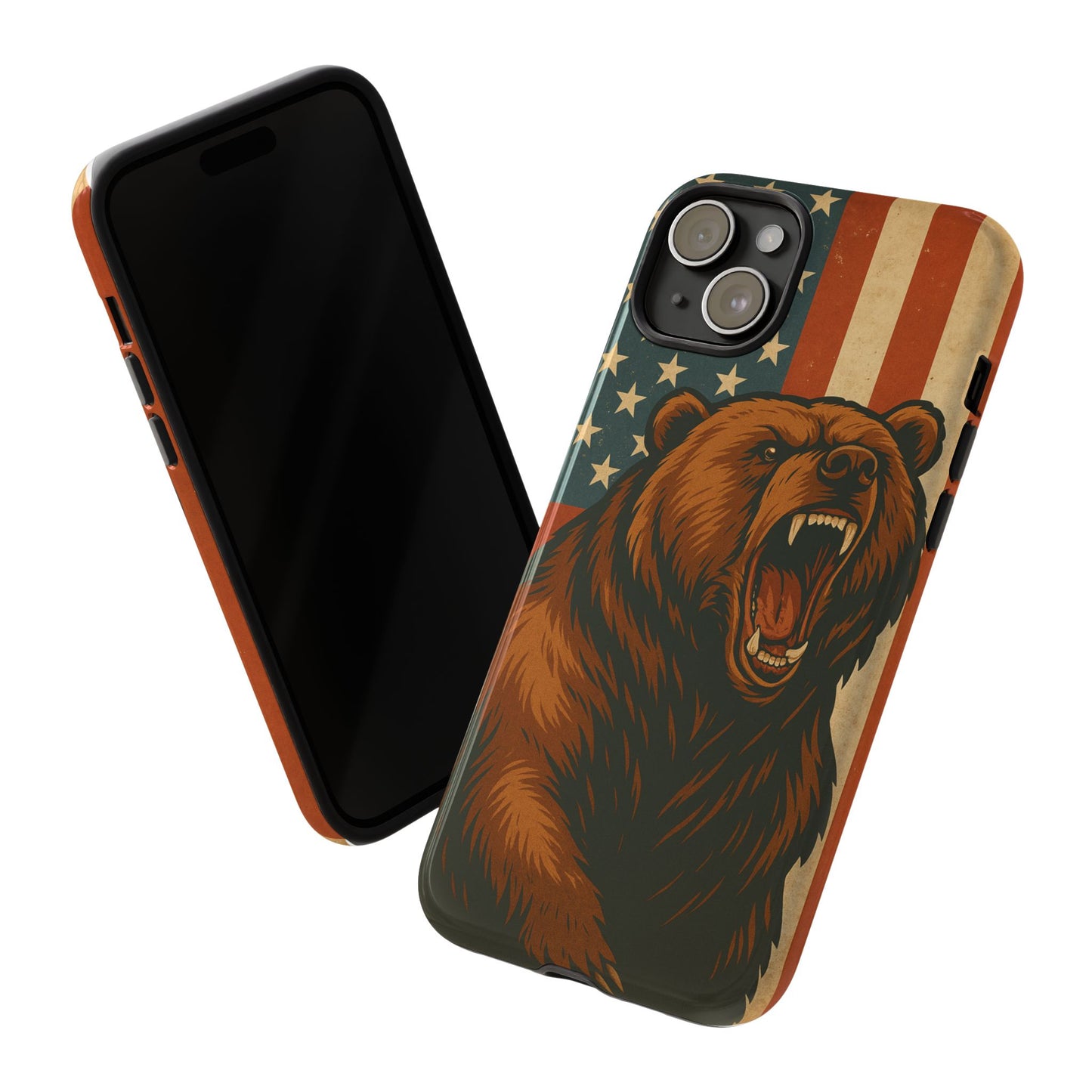 Tough Cases - Patriotic Bear Phone Case, Custom Phone Cover, Strong Protective Case, USA Flag Design, Gift for Outdoors Lovers