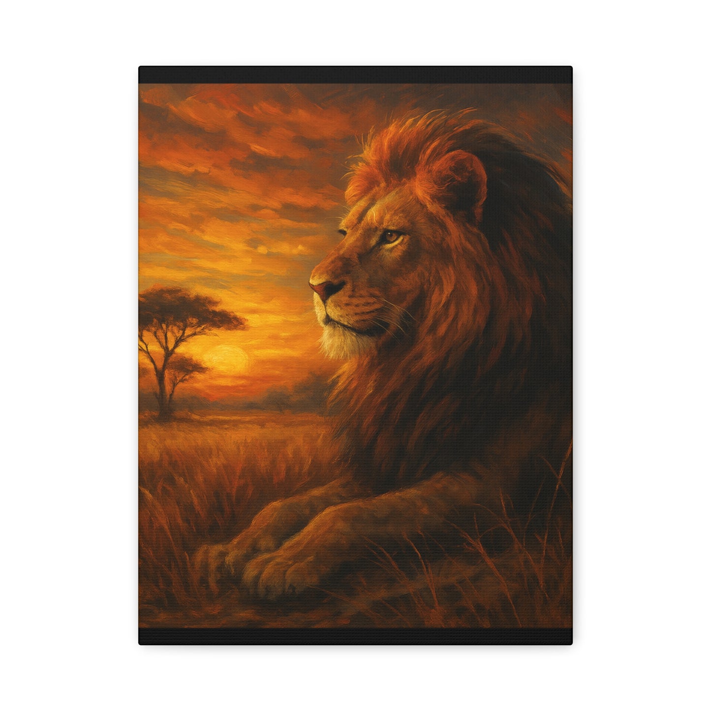 King of the Savanna - Lion Sunset Canvas