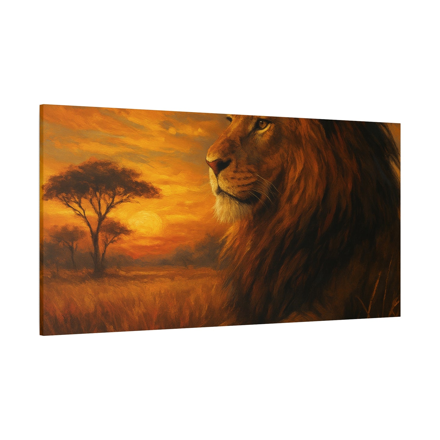 King of the Savanna - Lion Sunset Canvas