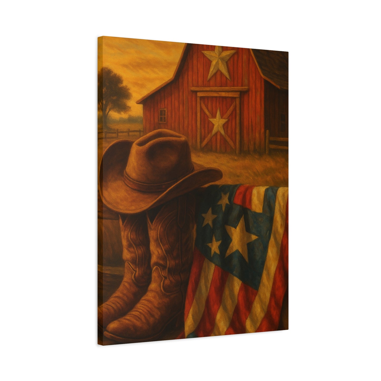 Rustic Canvas Art Print, Western Decor, Cowboy Hat and Boots, Americana Wall Art, Perfect Gift for Country Lovers