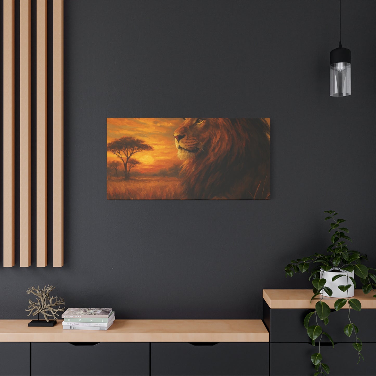 King of the Savanna - Lion Sunset Canvas