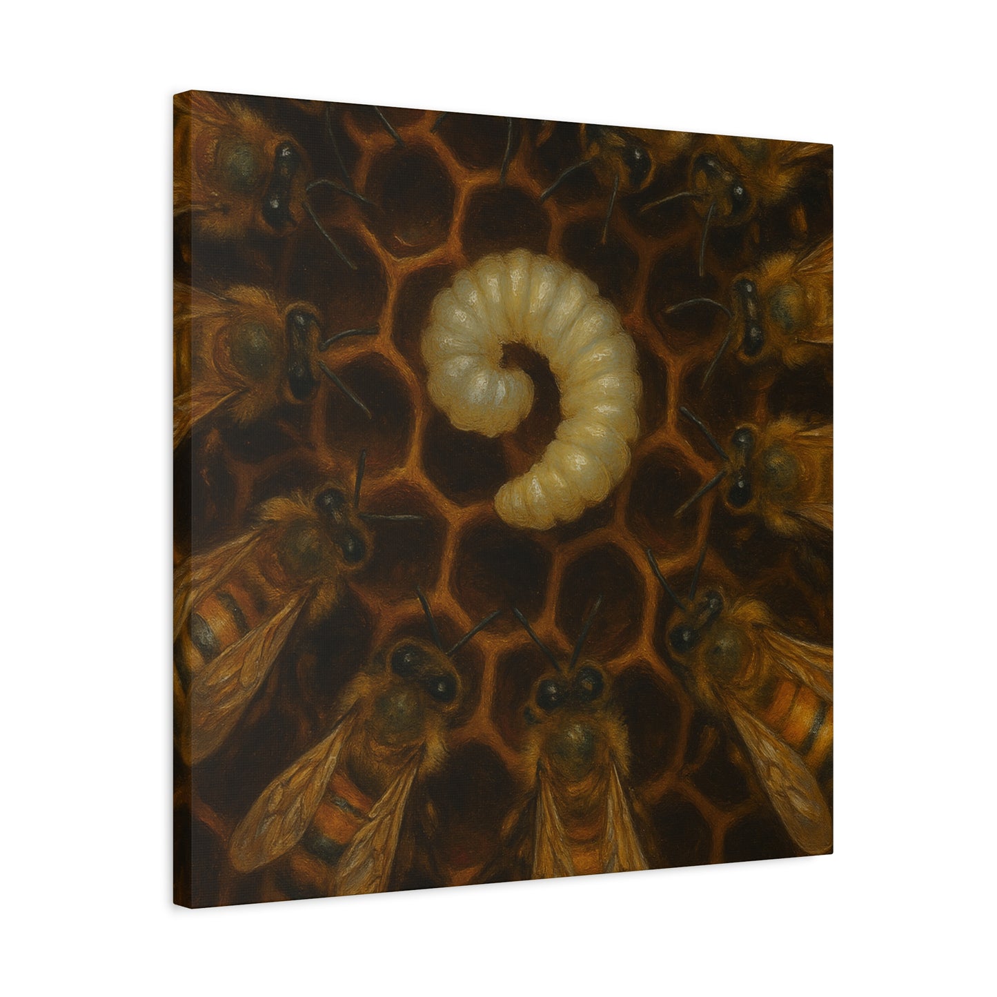 Bee Themed Wall Art Canvas, Honeycomb Decor, Nature Lover Gift, Nursery Decoration, Botanical Wall Art, Insect Art Print