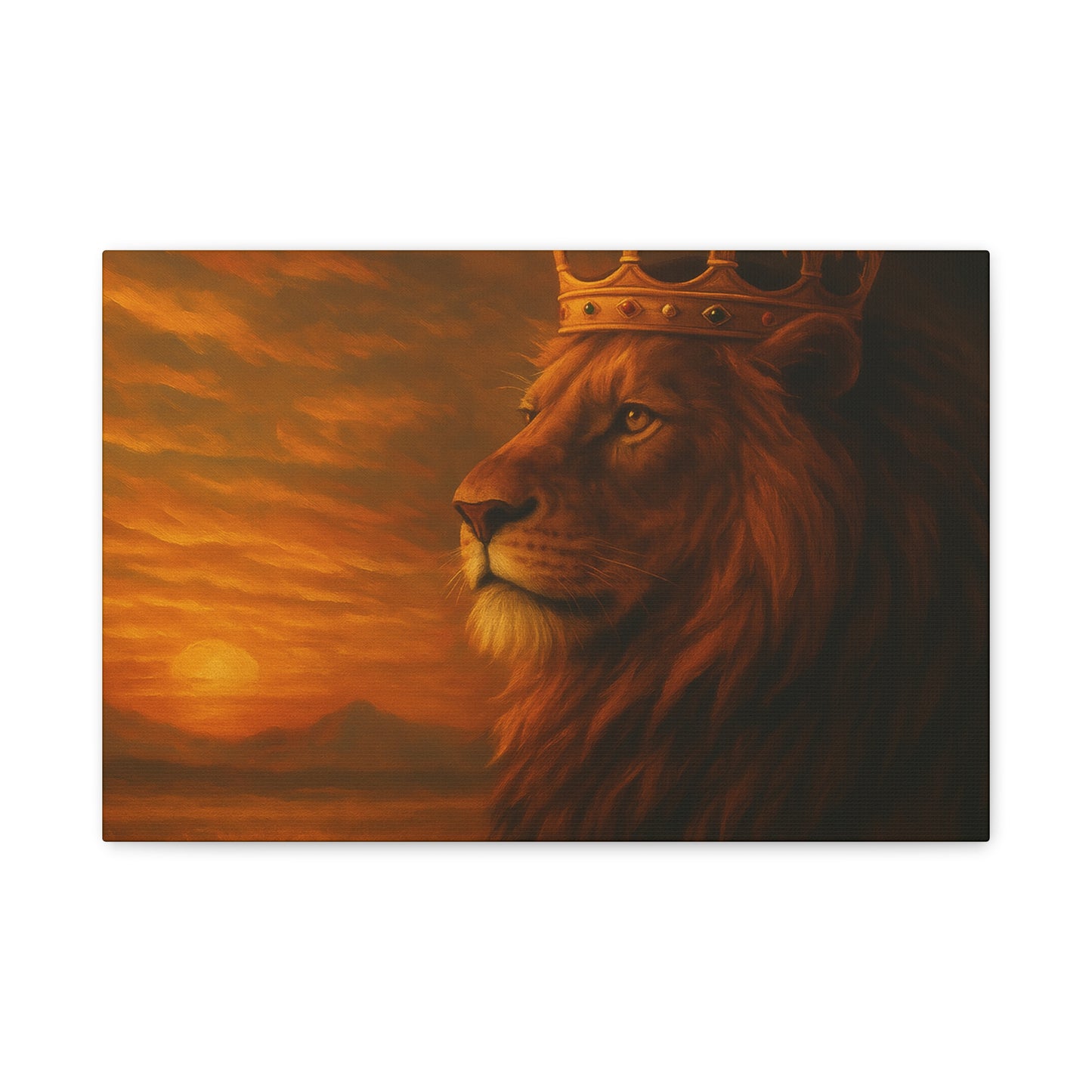 Majestic Lion Canvas Print, Animal Wall Art, Home Decor, Crowned Lion Artwork, Gift for Animal Lovers, Safari Themed Room