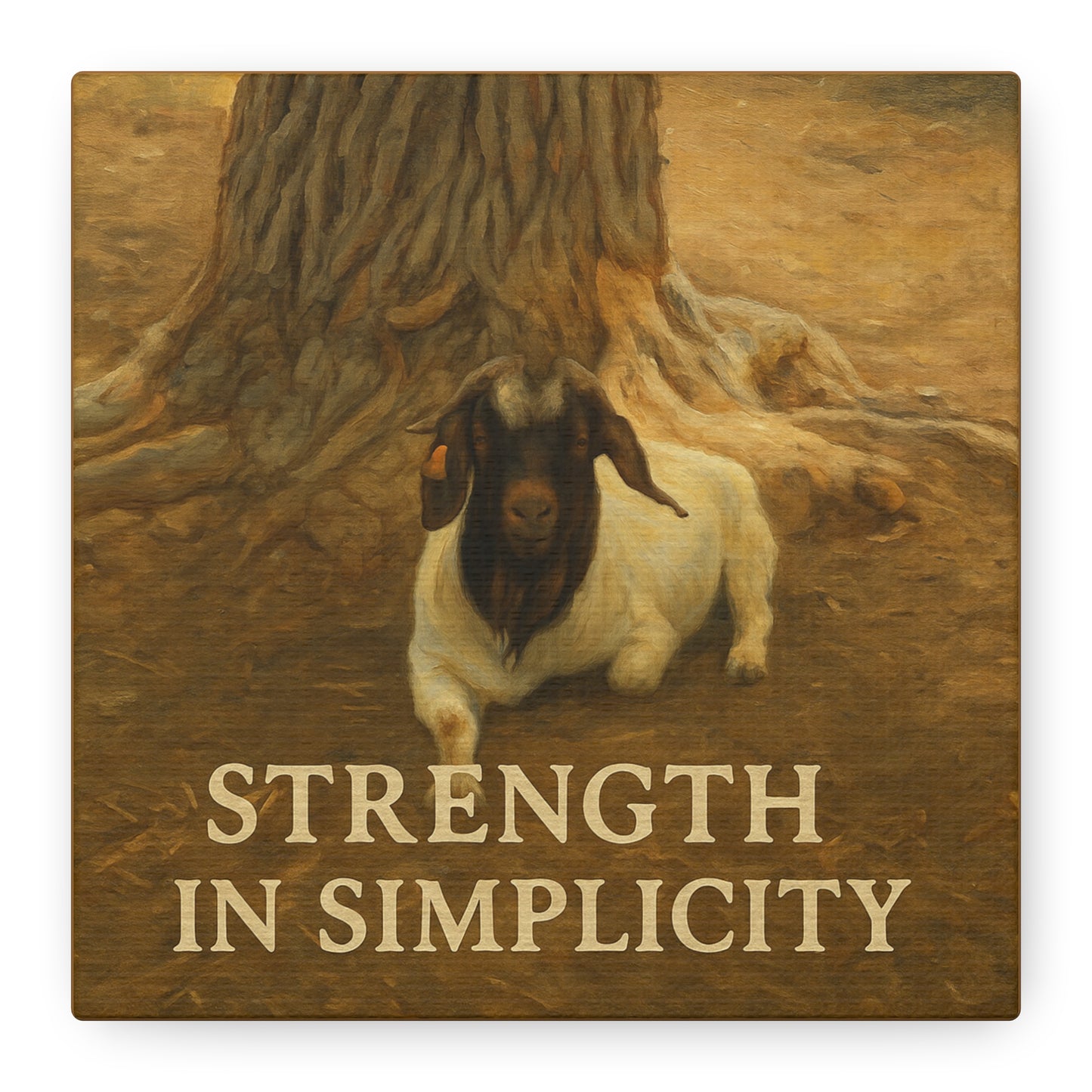 Rustic Goat Canvas Wall Art, Strength in Simplicity Decor, Farmhouse Style, Nature Lovers Gift, Art for Home