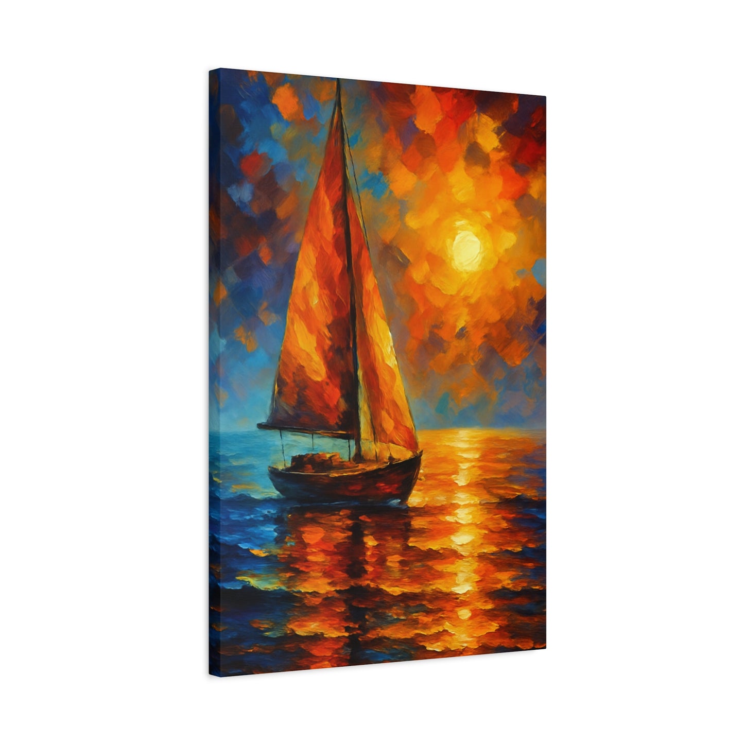 Canvas Art Print, Nautical Wall Decor, Sailboat Painting, Ocean Sunset, Home Decoration, Coastal Art