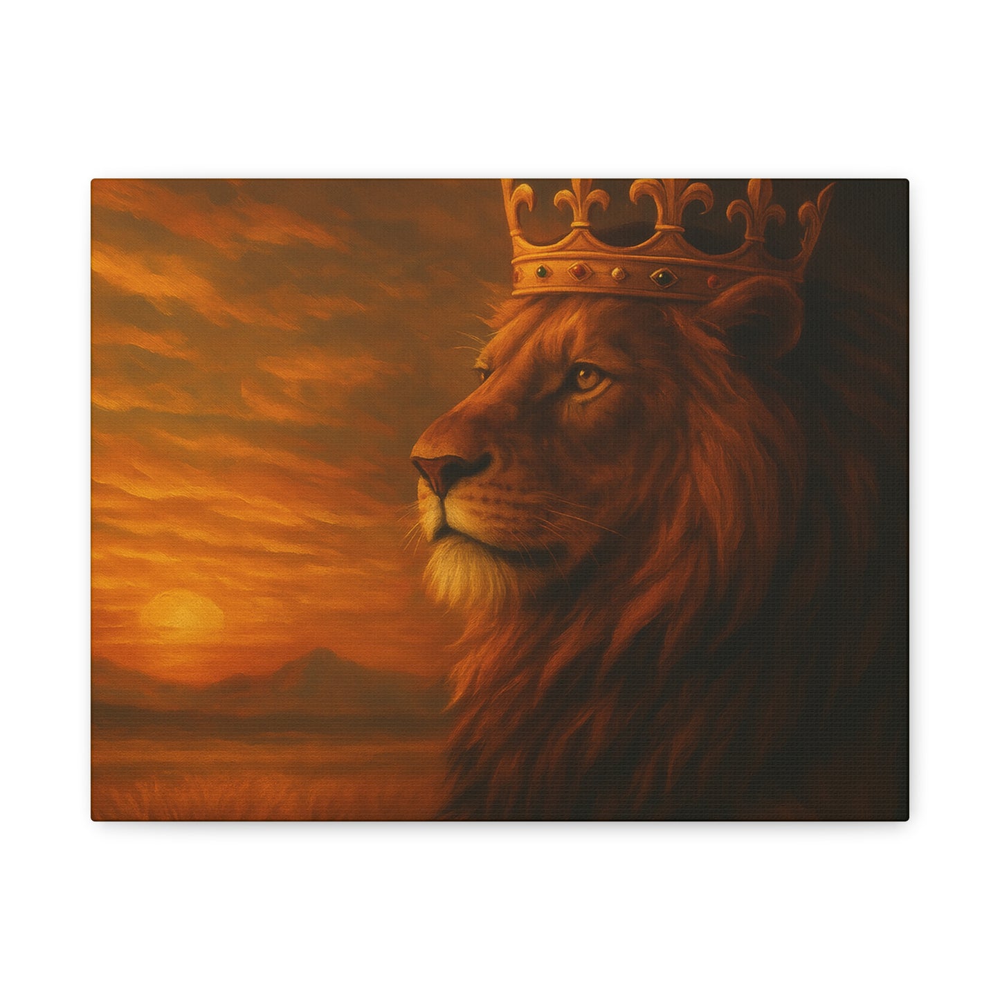 Majestic Lion Canvas Print, Animal Wall Art, Home Decor, Crowned Lion Artwork, Gift for Animal Lovers, Safari Themed Room