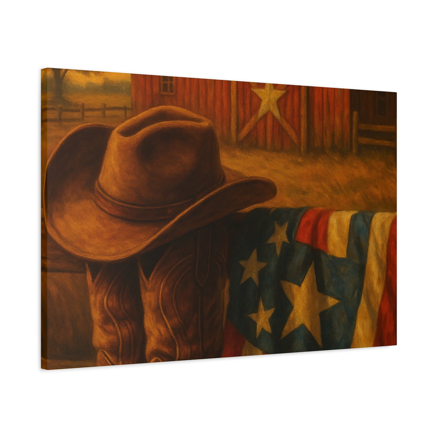 Rustic Canvas Art Print, Western Decor, Cowboy Hat and Boots, Americana Wall Art, Perfect Gift for Country Lovers