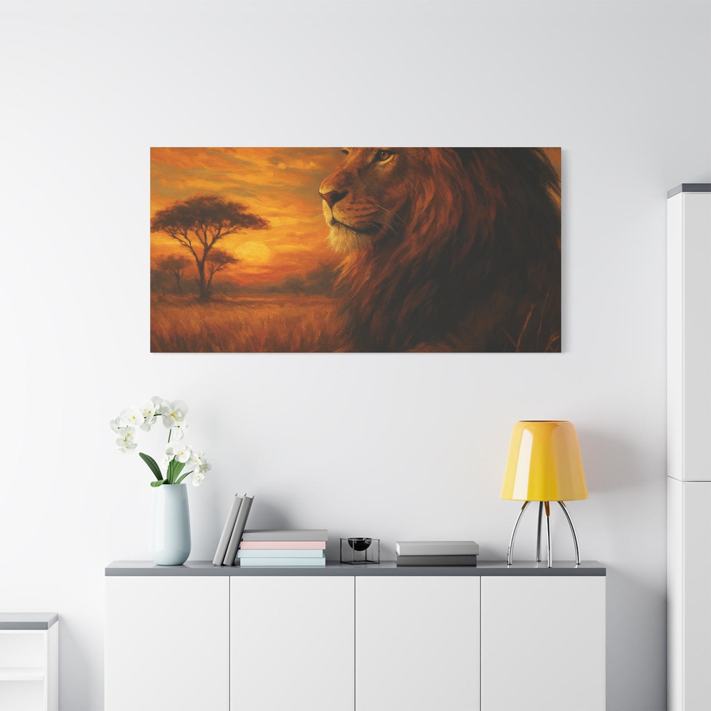 King of the Savanna - Lion Sunset Canvas