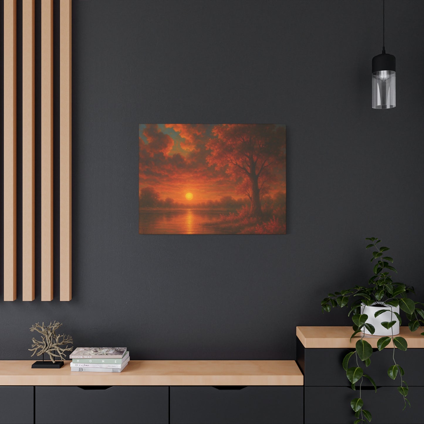 Serene Sunset Canvas Wall Art, Nature Decor, Home Aesthetic, Gift for Art Lovers, Inspiring Wall Hanging, Living Room Decoration